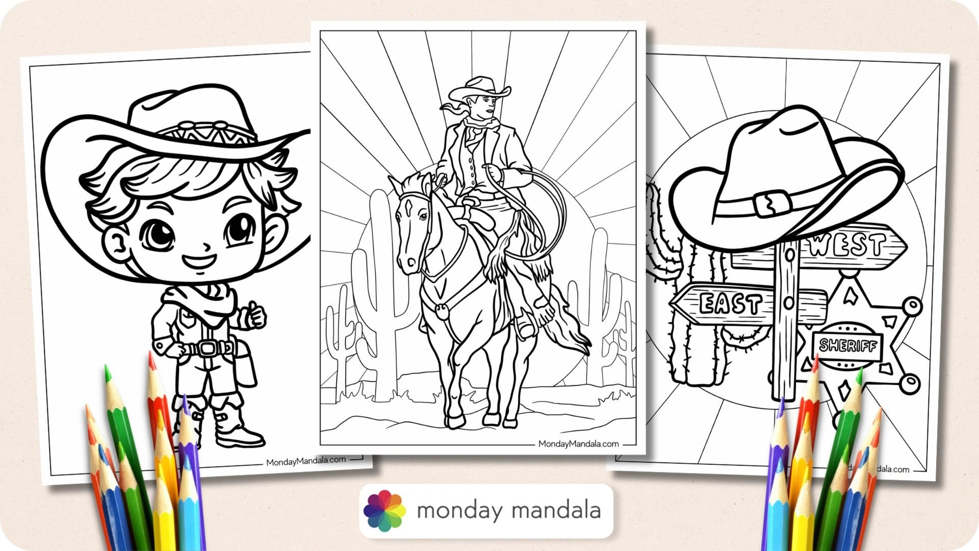 20 Cowboy Coloring Pages Free PDF Printables 