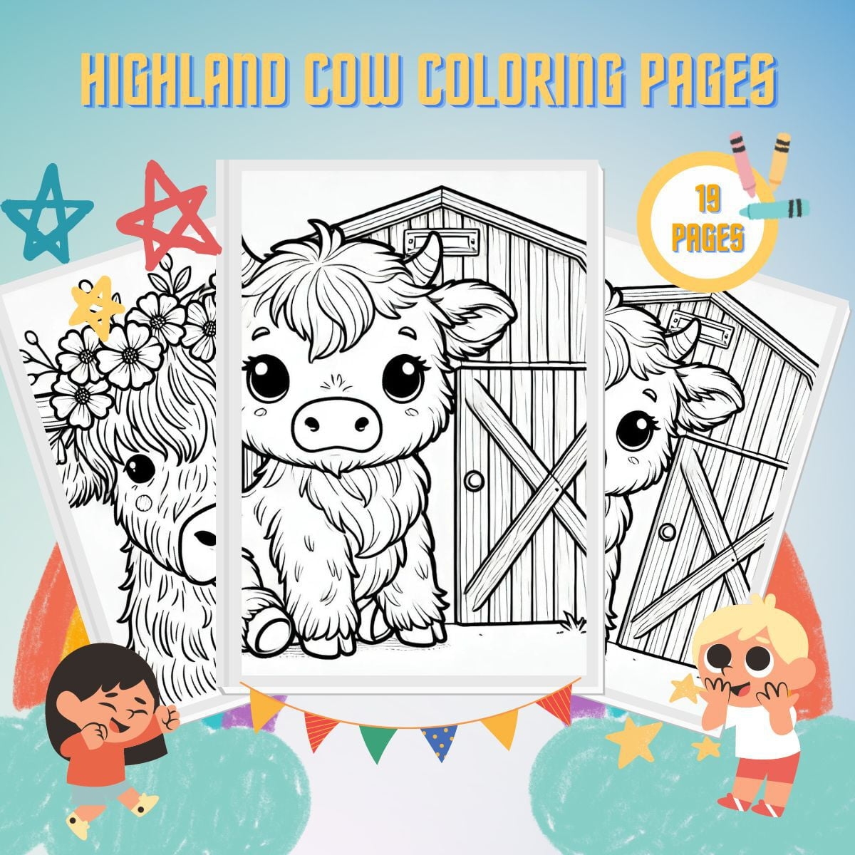 Free Printable Highland Cow Coloring Pages