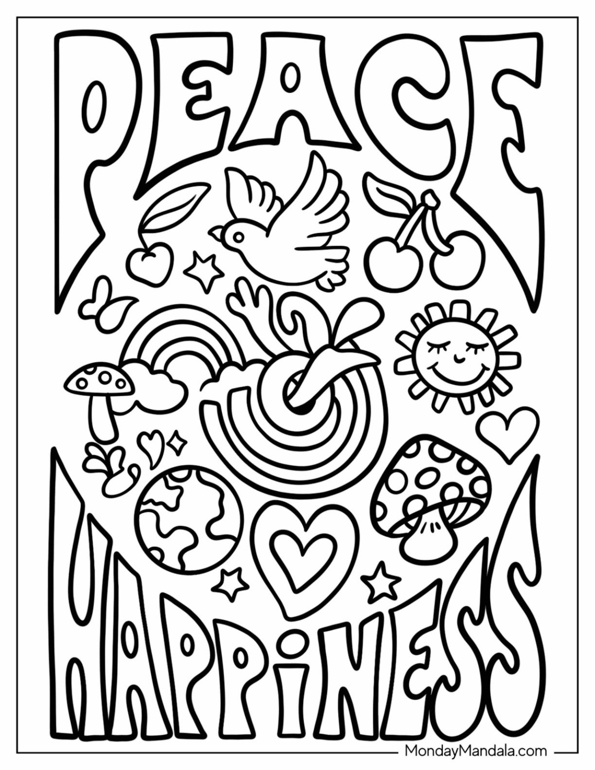 20 Hippie Coloring Pages Free PDF Printables 