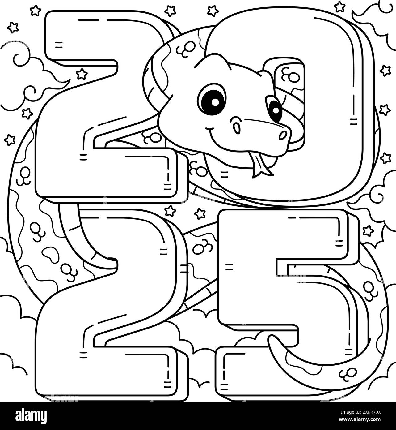 2025 Year Of The Snake Coloring Page For Kids Stock Vector Image U0026 Art Alamy
