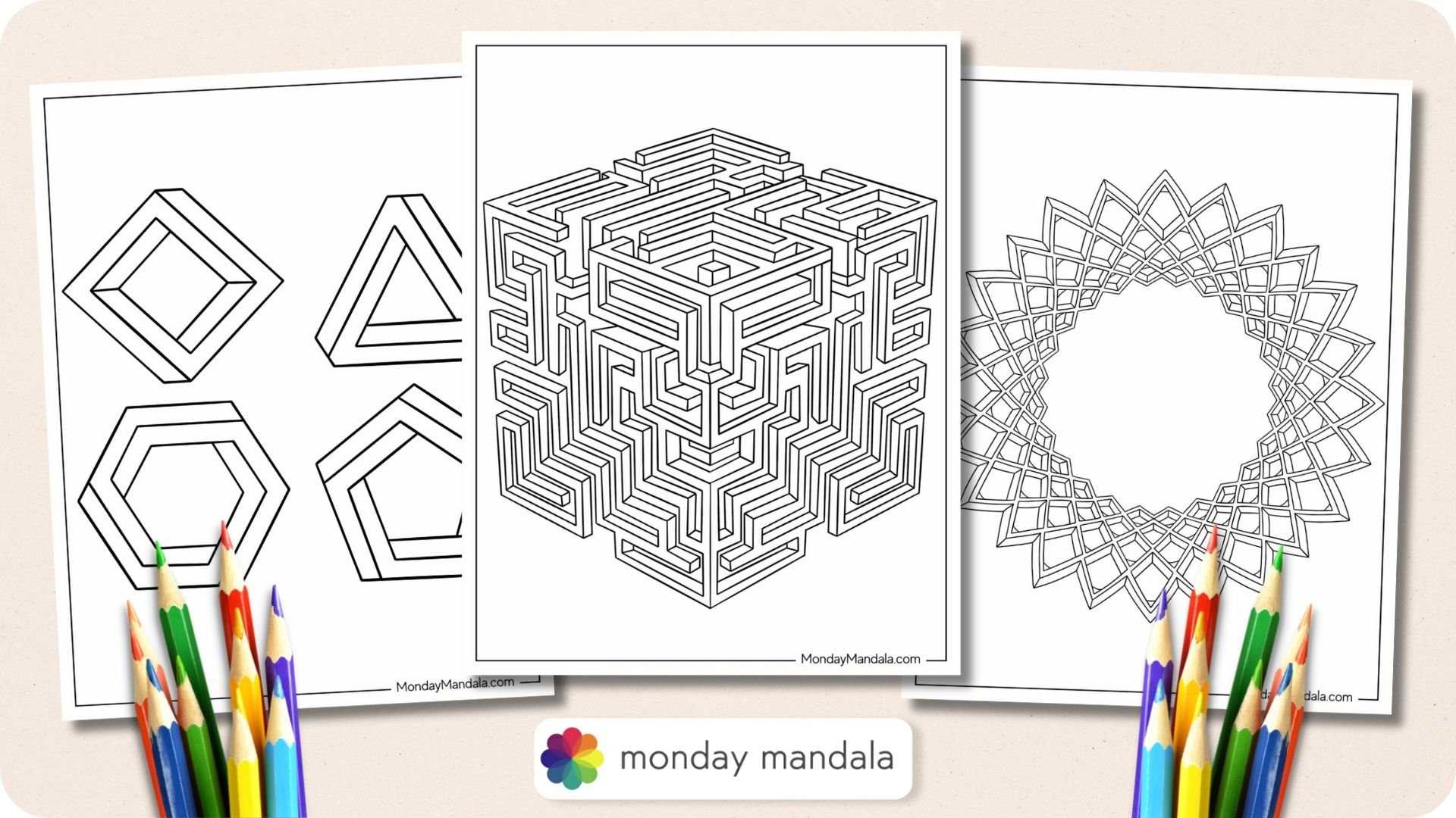 21 Geometric Coloring Pages Free PDF Printables 