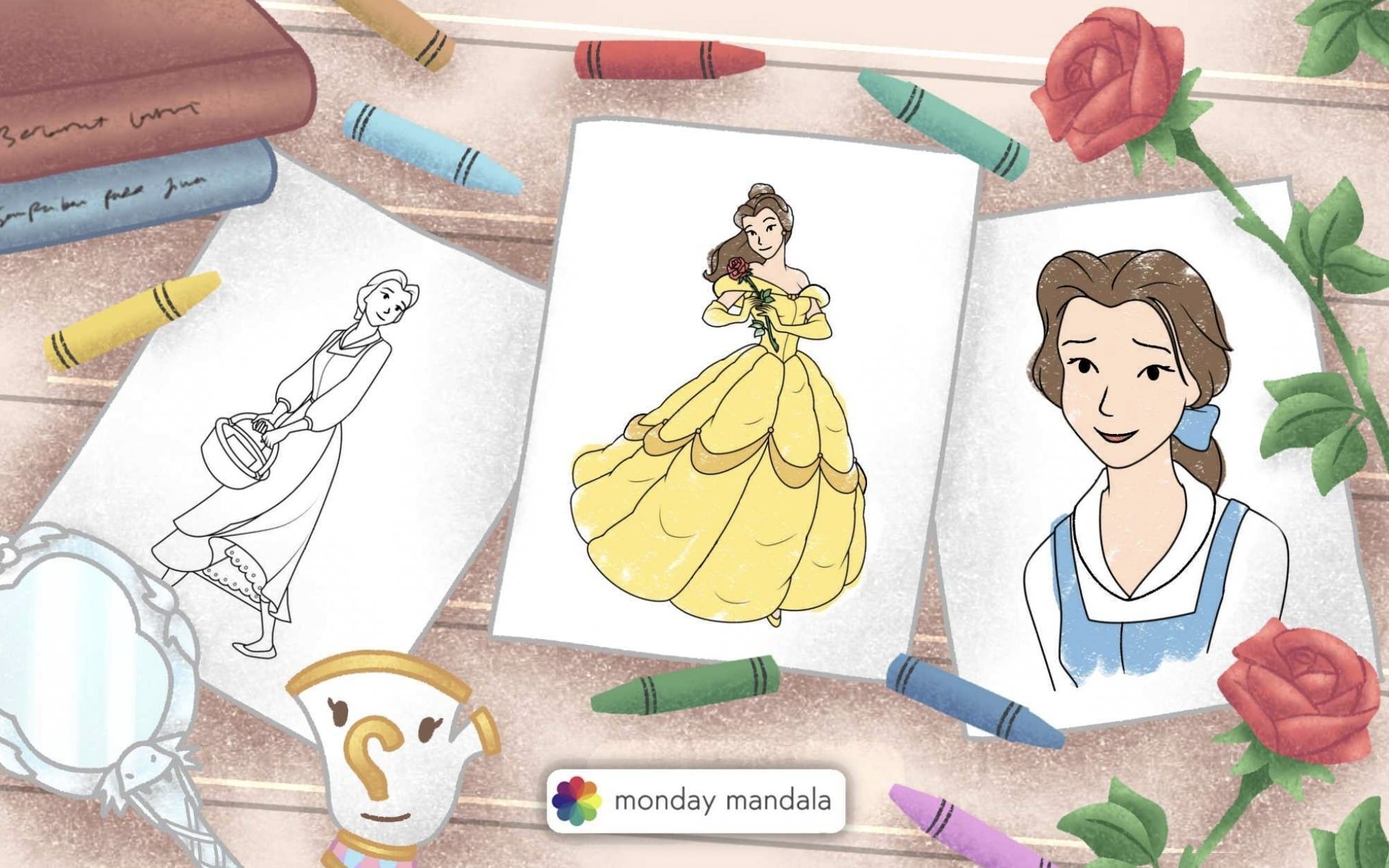 Princess Belle Coloring Pages Free