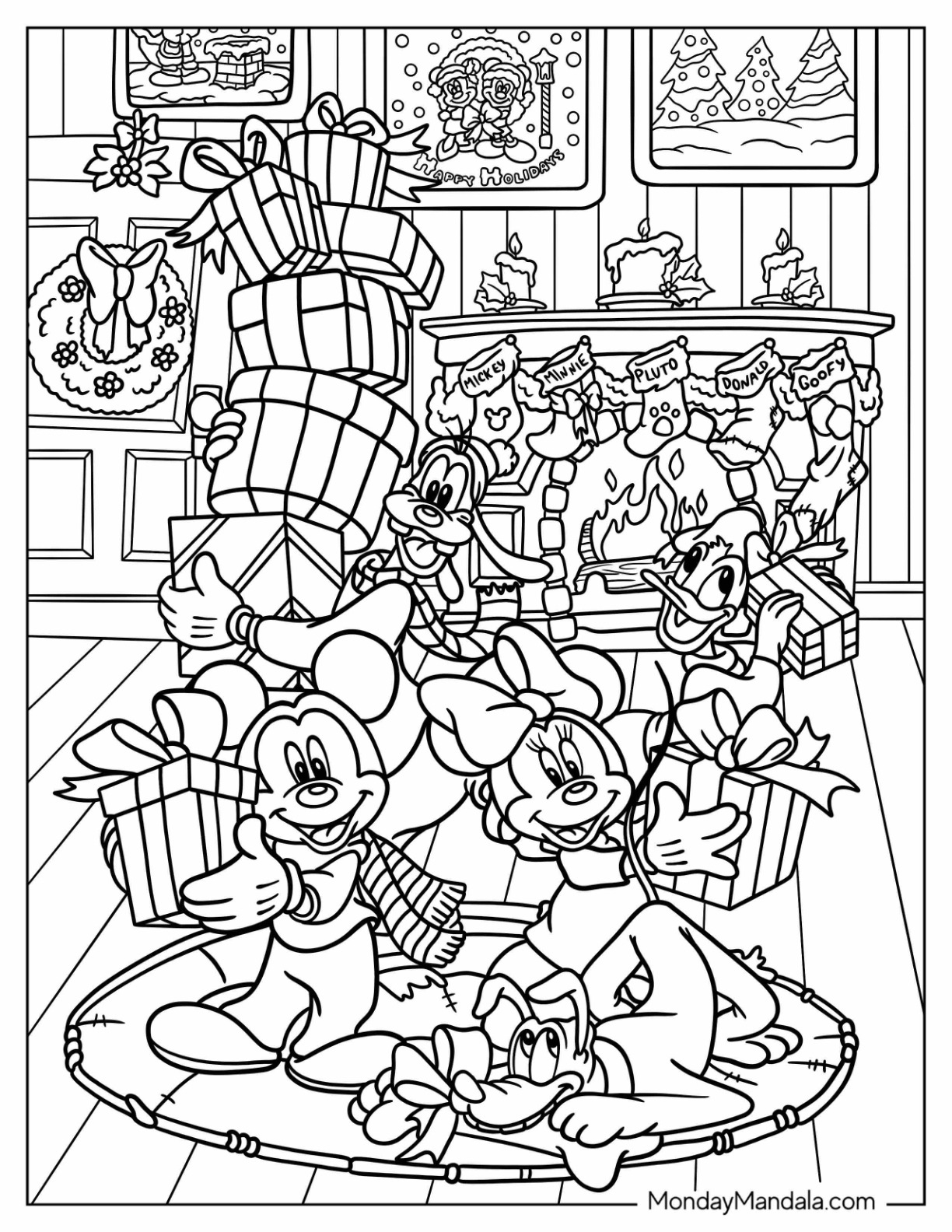 Printable Coloring Pages Disney Christmas