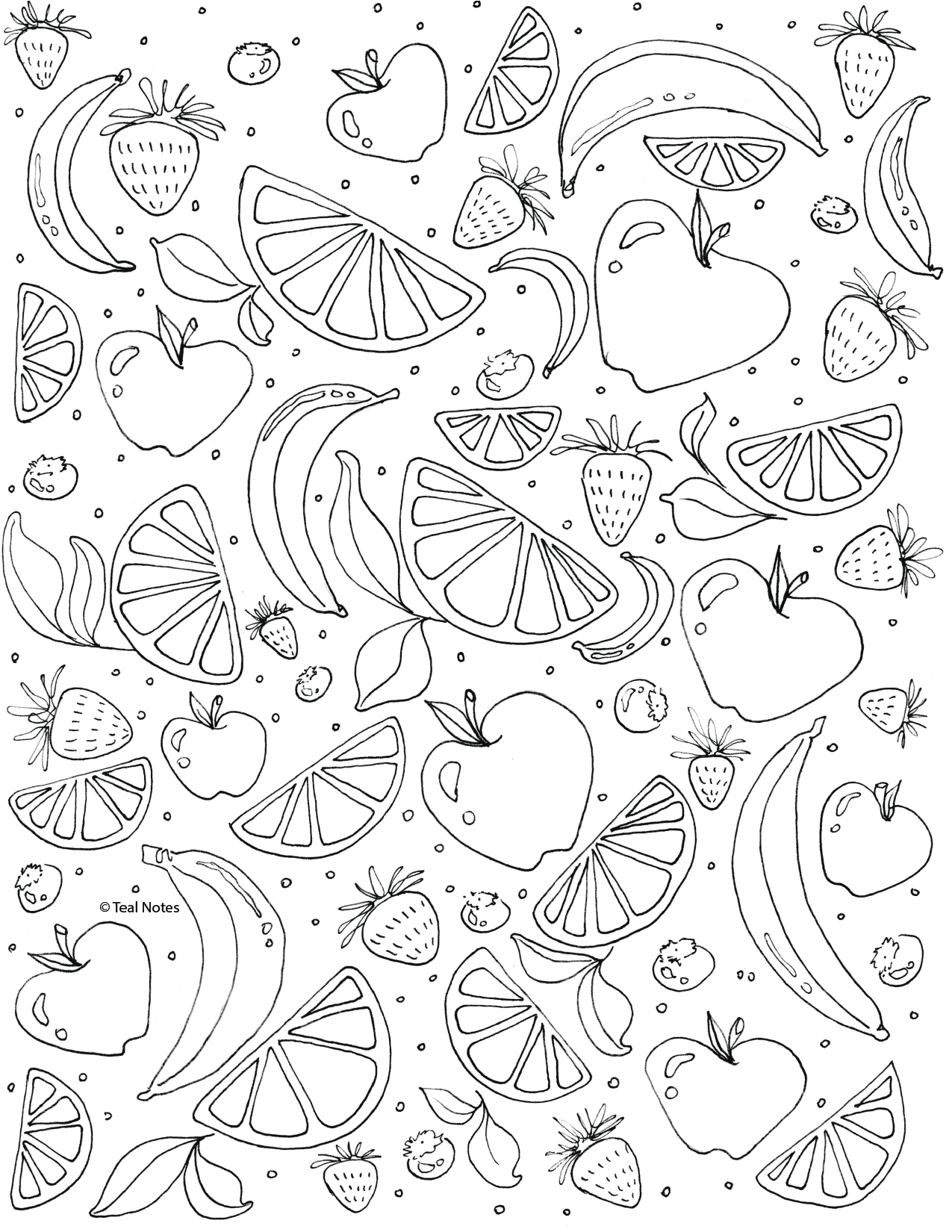 Free Coloring Pages Fruits