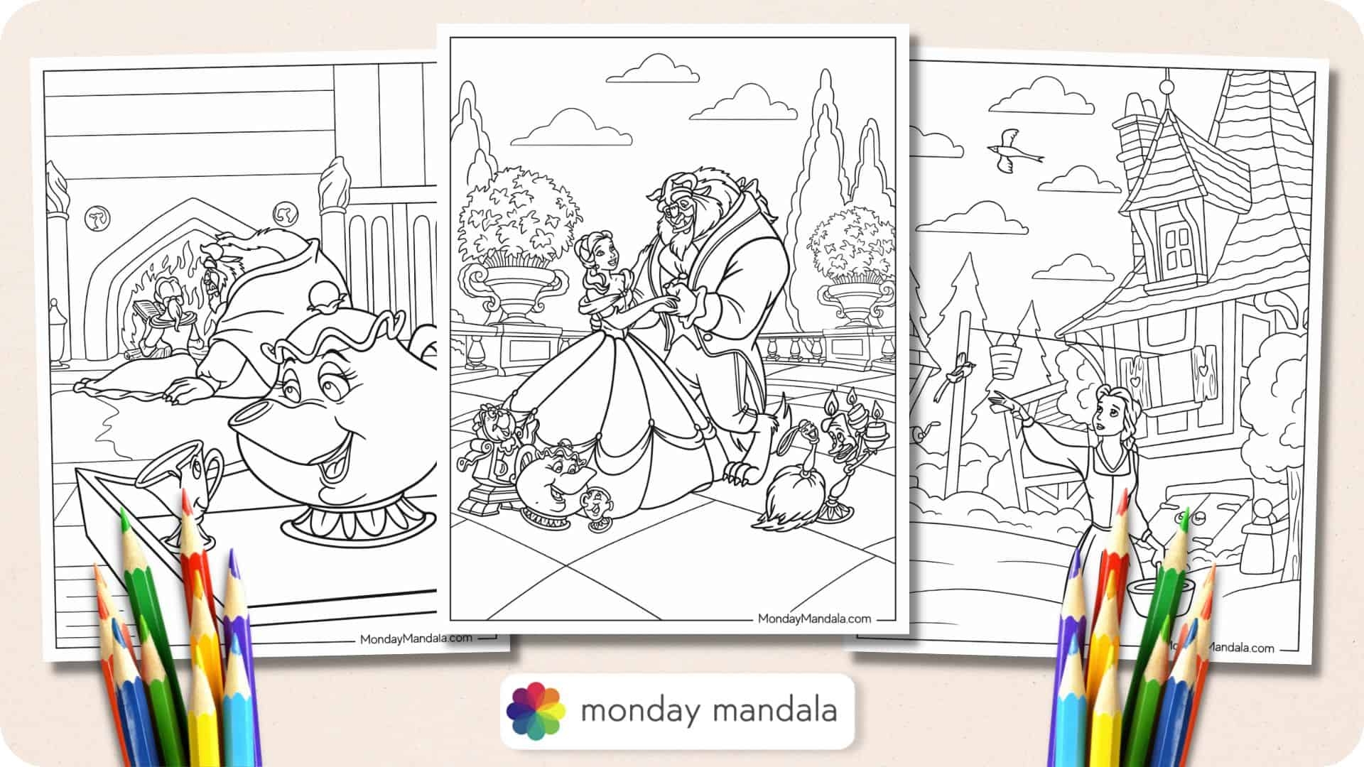 26 Beauty And The Beast Coloring Pages Free PDF Printables 
