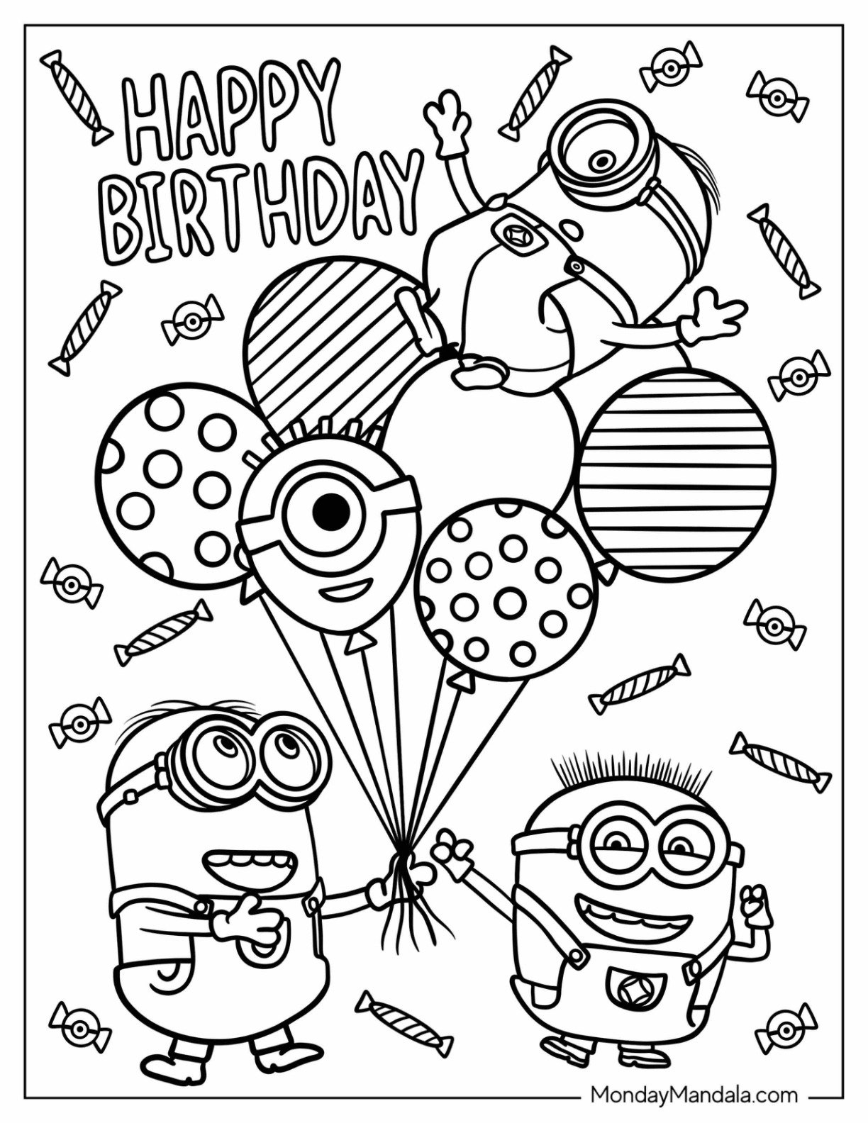 Printable Cute Happy Birthday Coloring Pages