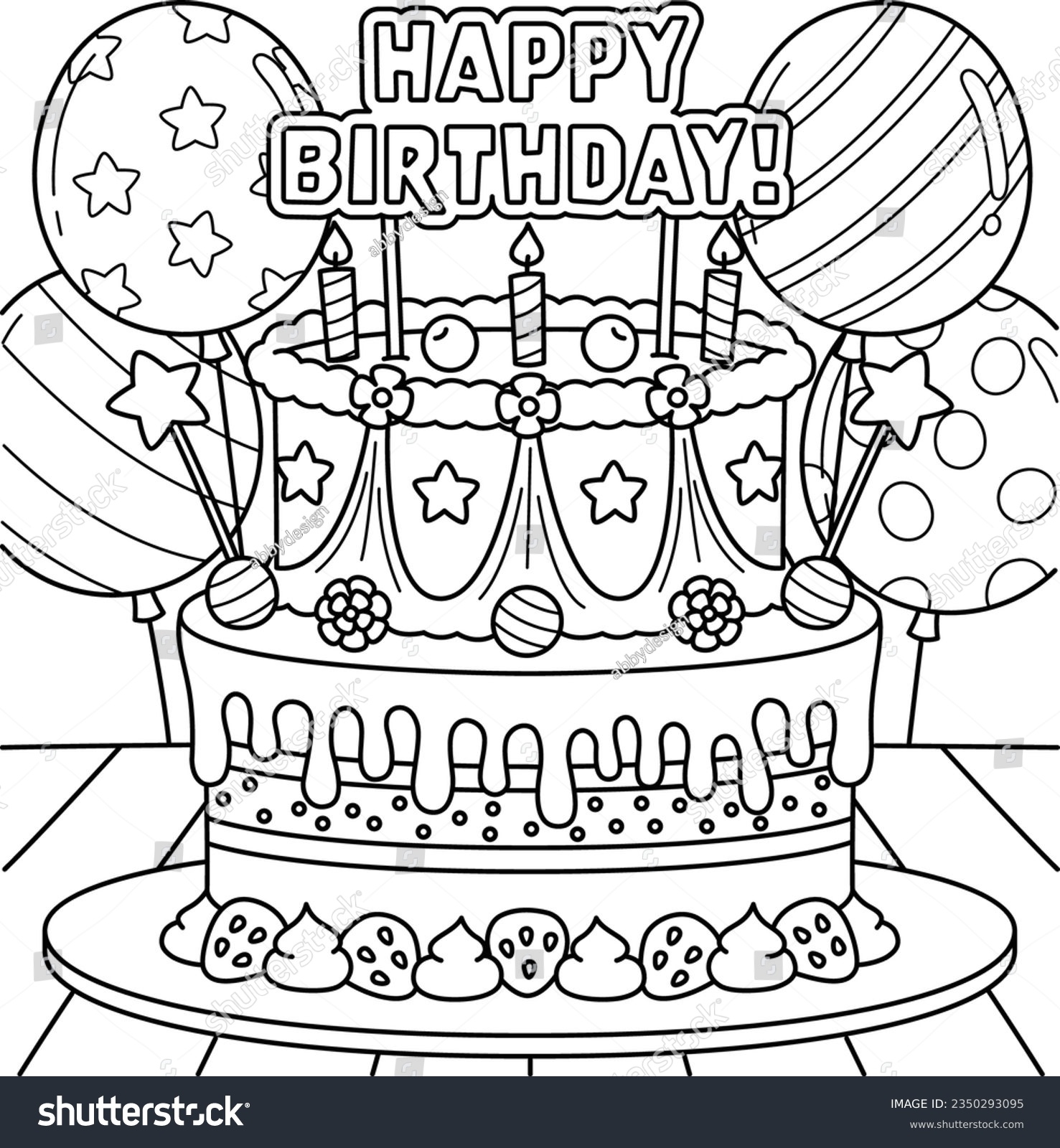 4 483 Birthday Cake Coloring Pages Stock Vectors And Vector Art Shutterstock