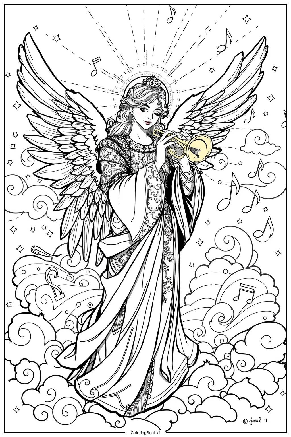 45 Angel Coloring Pages Free PDF U0026 PNG Printables 