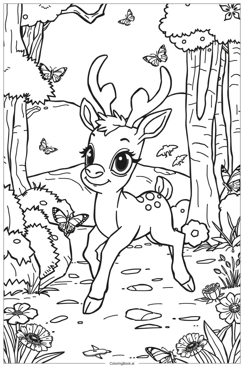 Reindeer Coloring Page Free