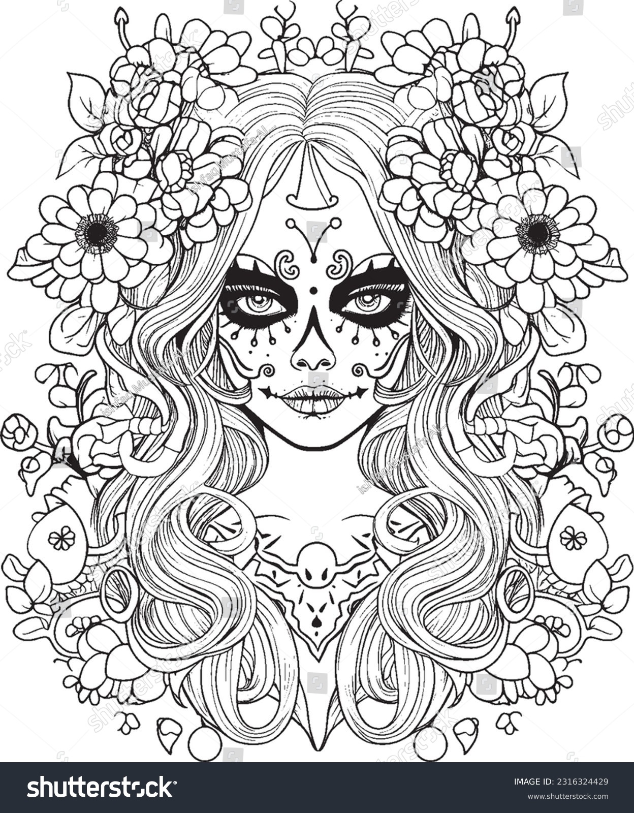 Free Printable Sugar Skull Coloring Pages