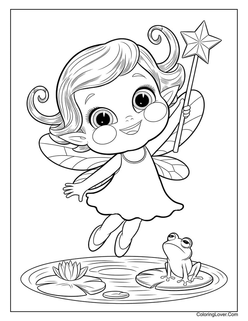 Printable Cute Fairy Coloring Pages