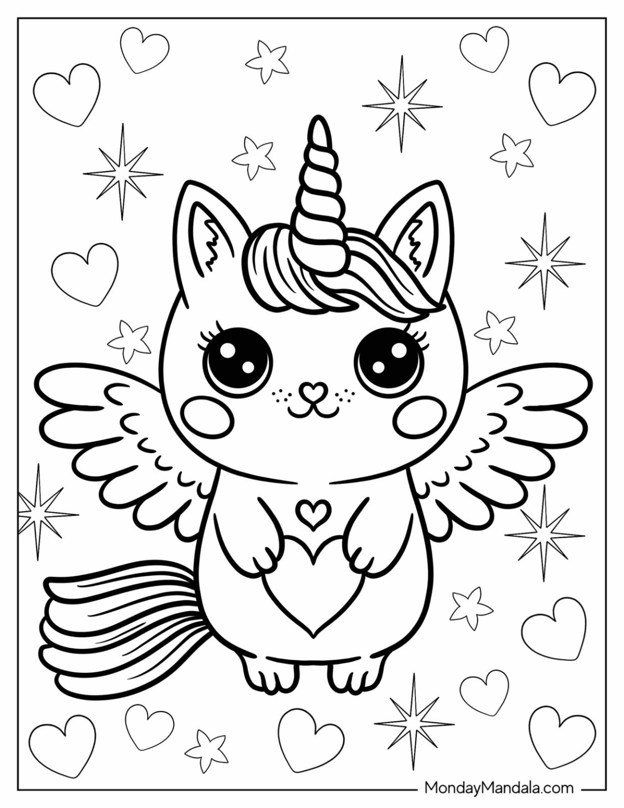 Free Coloring Pages For Kids Unicorn