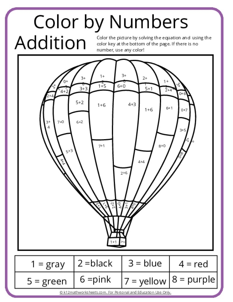 Printable Color By Numbers Coloring Pages With Math Facts