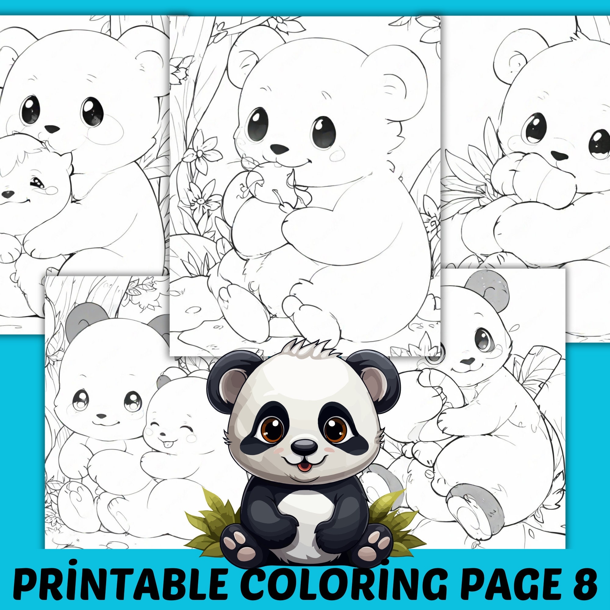 Adorable Panda Coloring Pages Panda Bear Coloring Sheets Instant Download For Kids And Adults Etsy