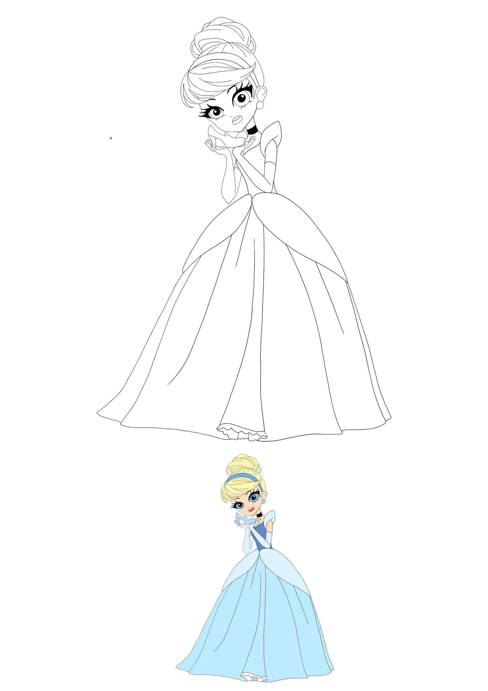 Anime Disney Princess Cinderella Coloring Pages 2 Free Coloring 
