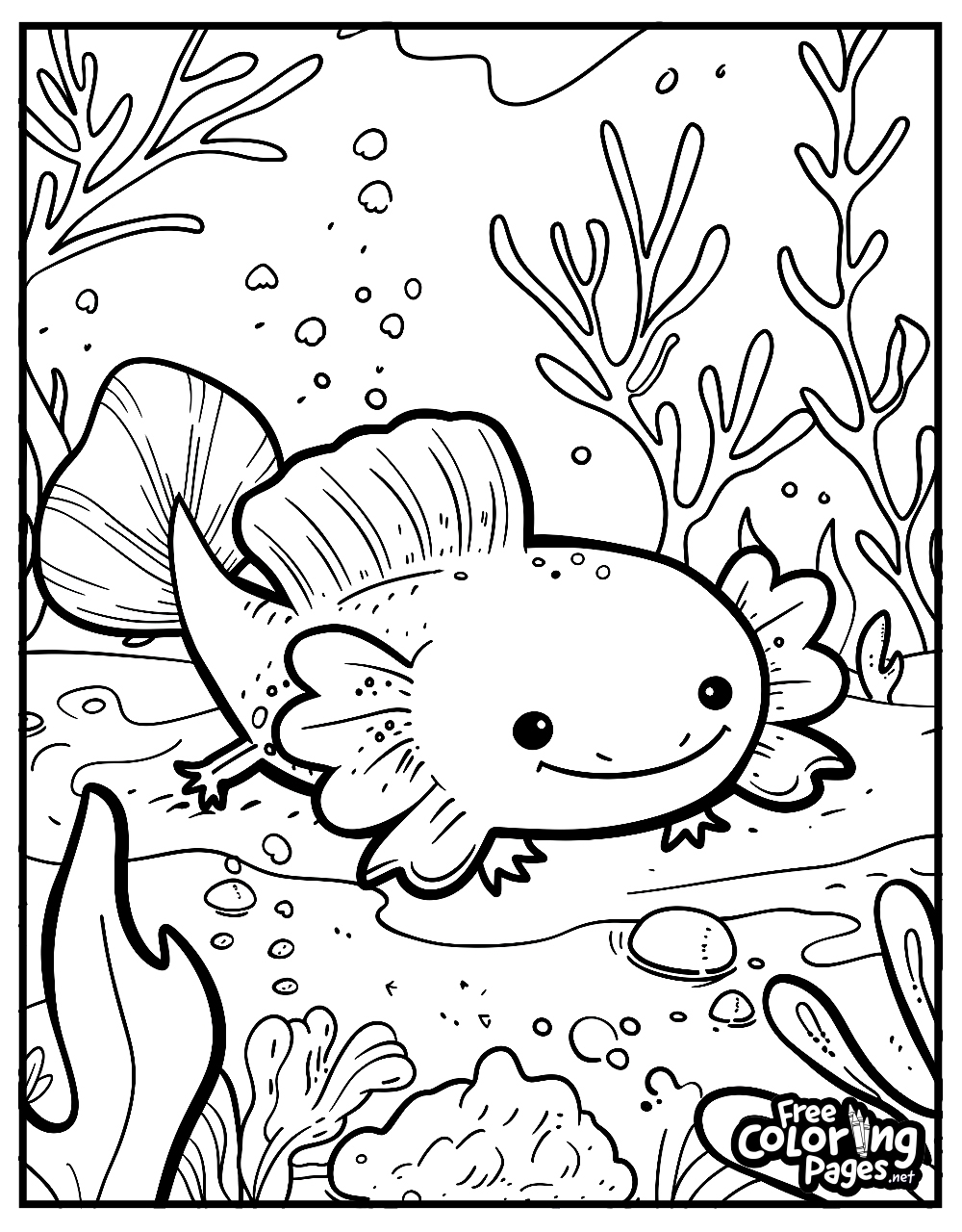 Free Axolotl Coloring Page
