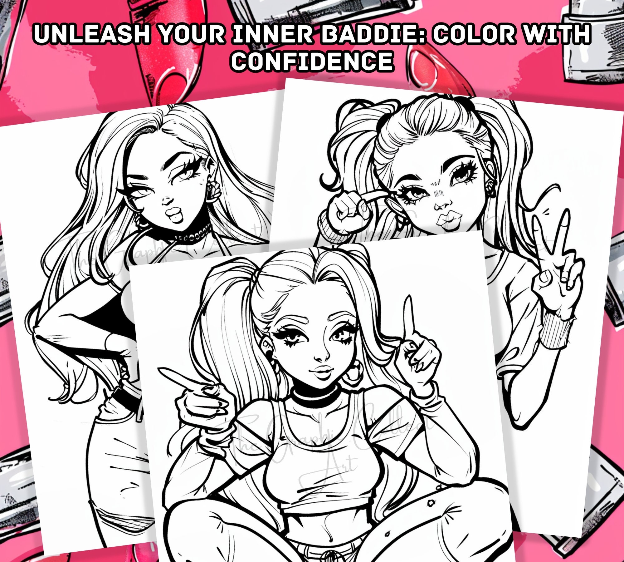 Baddie Girls Coloring Pages Easy Coloring Illustrations Printable PDF Teen Coloring Adult Coloring Instant Download Y2K Coloring Etsy UK