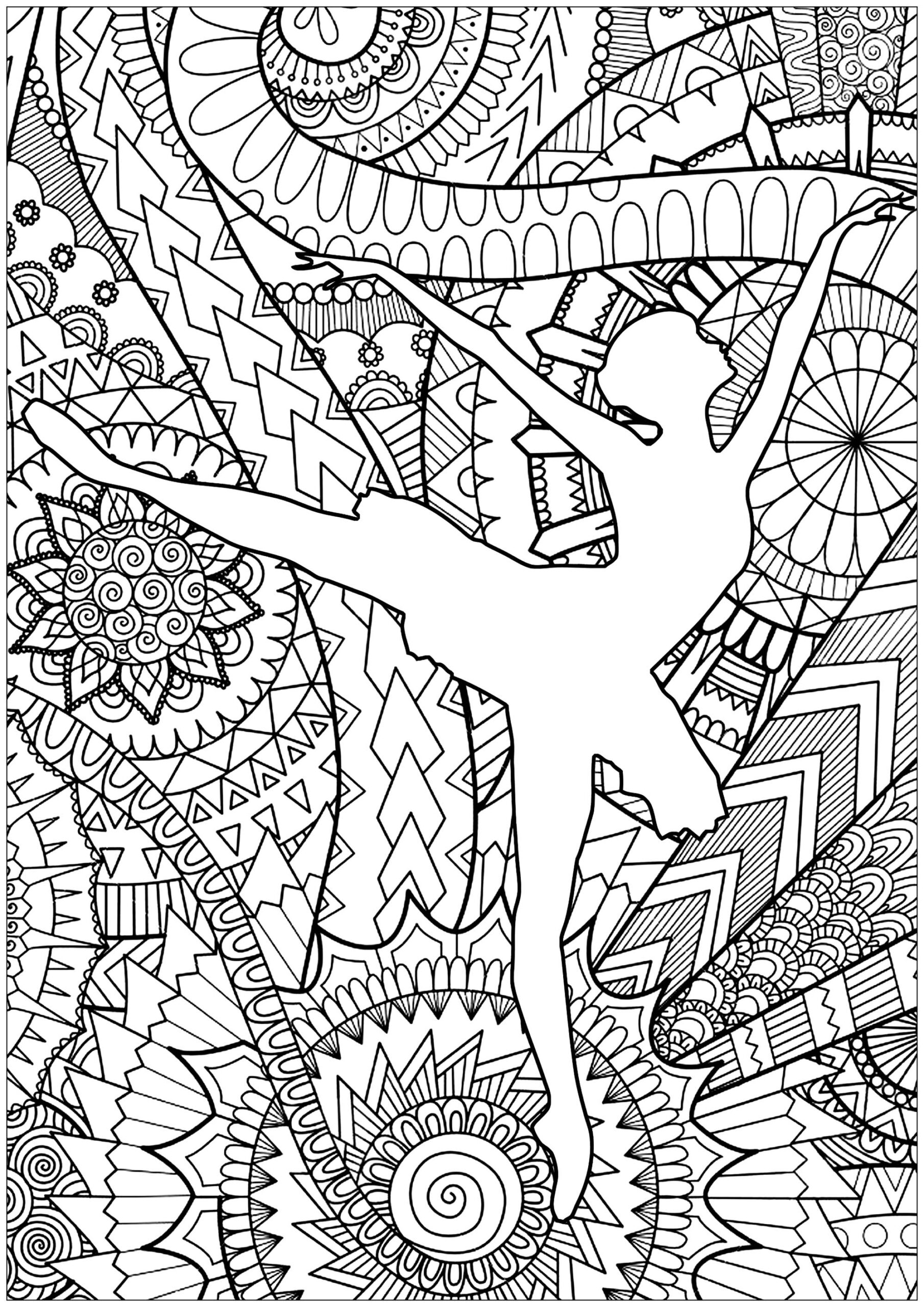 Ballet Dancer Anti stress Zen Coloring Pages For Adults