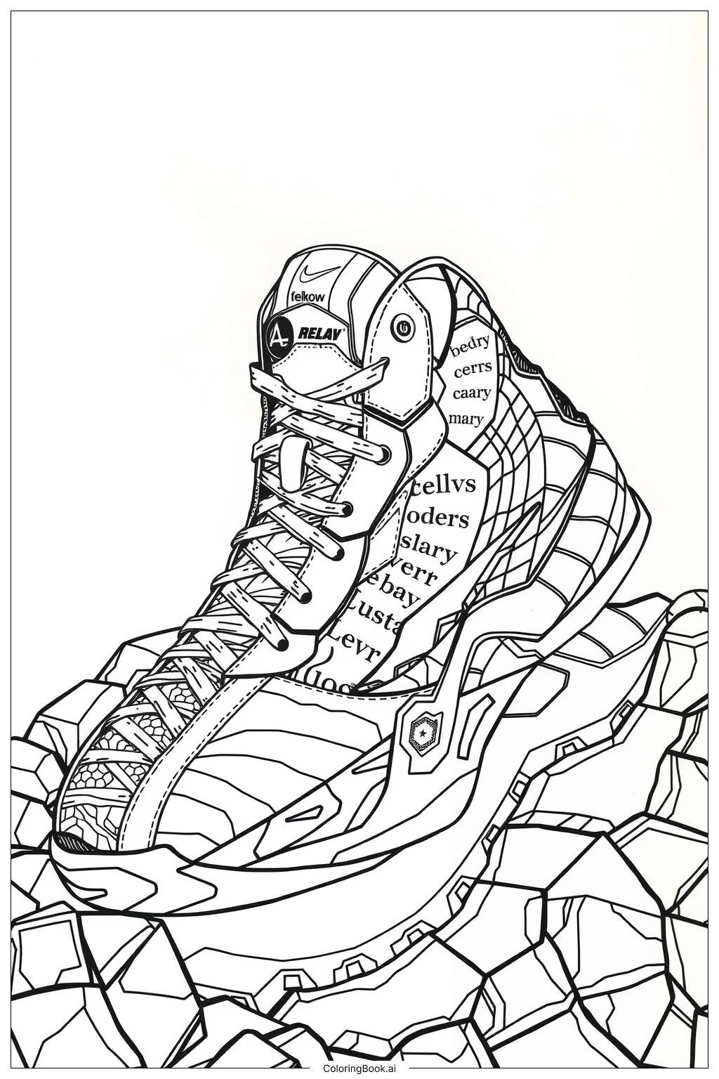 Basketball Shoes Design Coloring Page Free PDF PNG Printable 