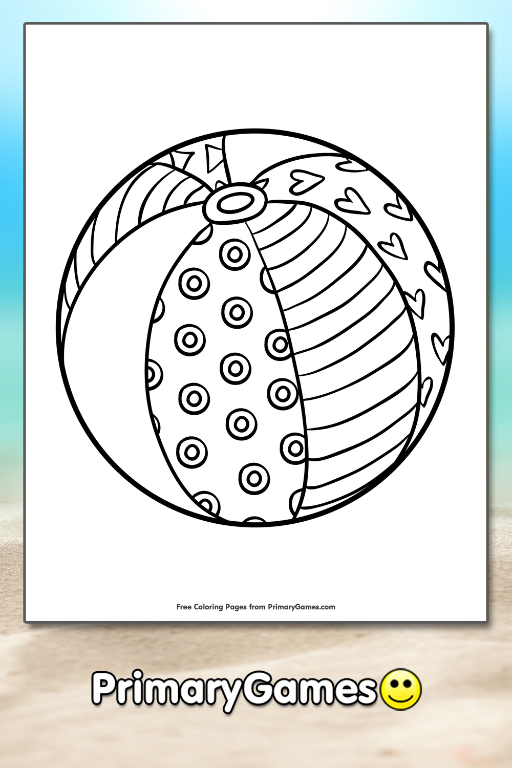 Beach Ball Coloring Page FREE Printable PDF From PrimaryGames
