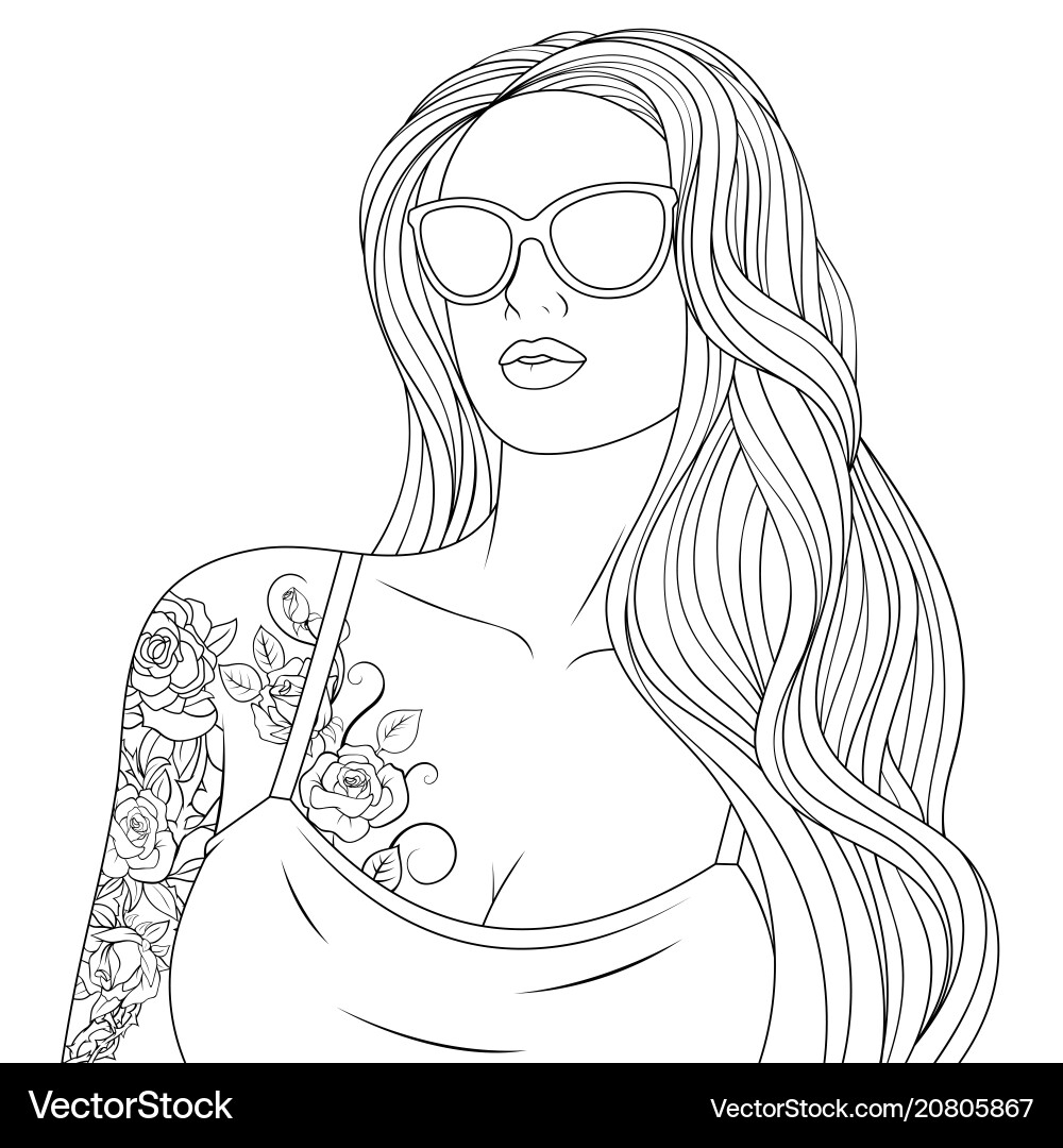 Beautiful Girl Coloring Pages Royalty Free Vector Image