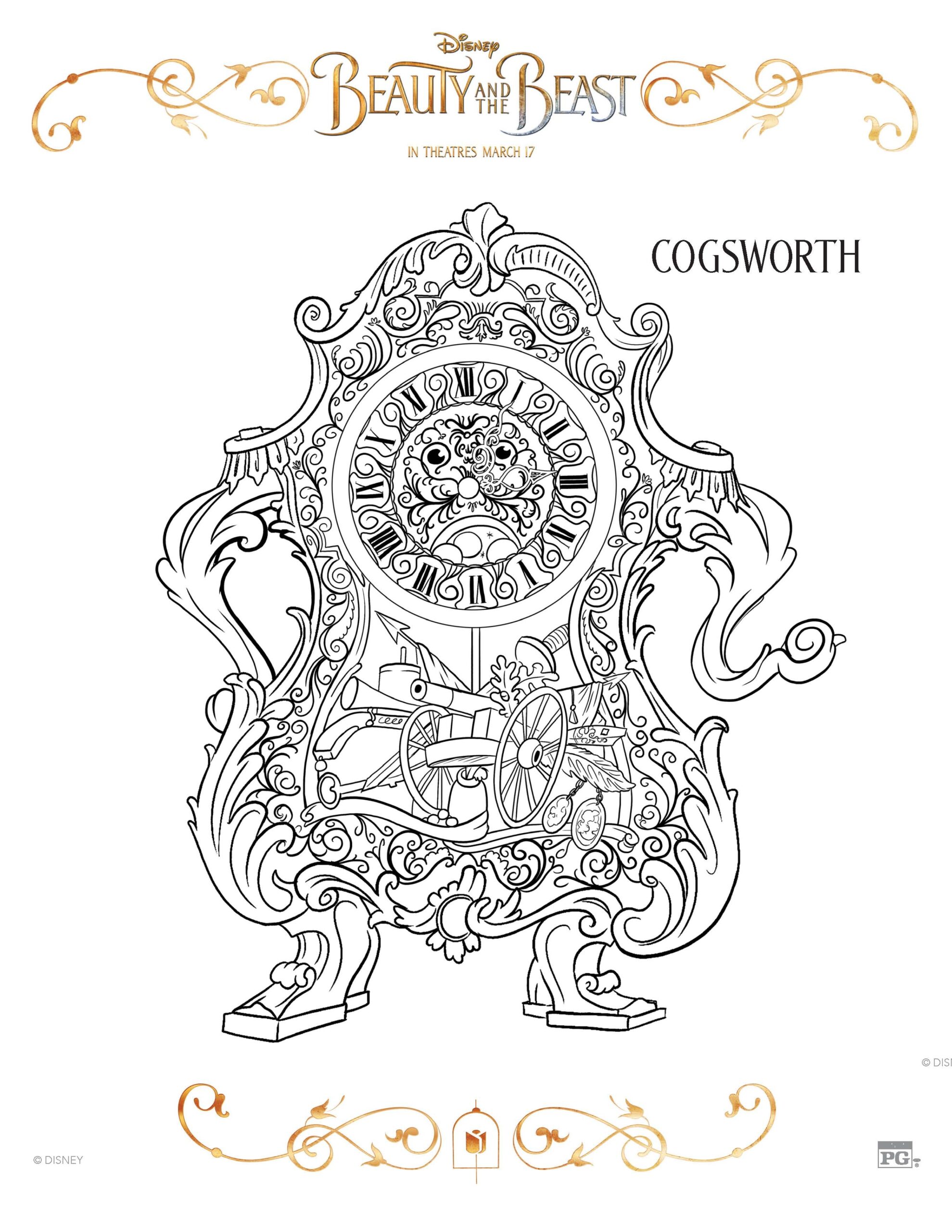 Beauty And The Beast Free Coloring Sheets For Kids