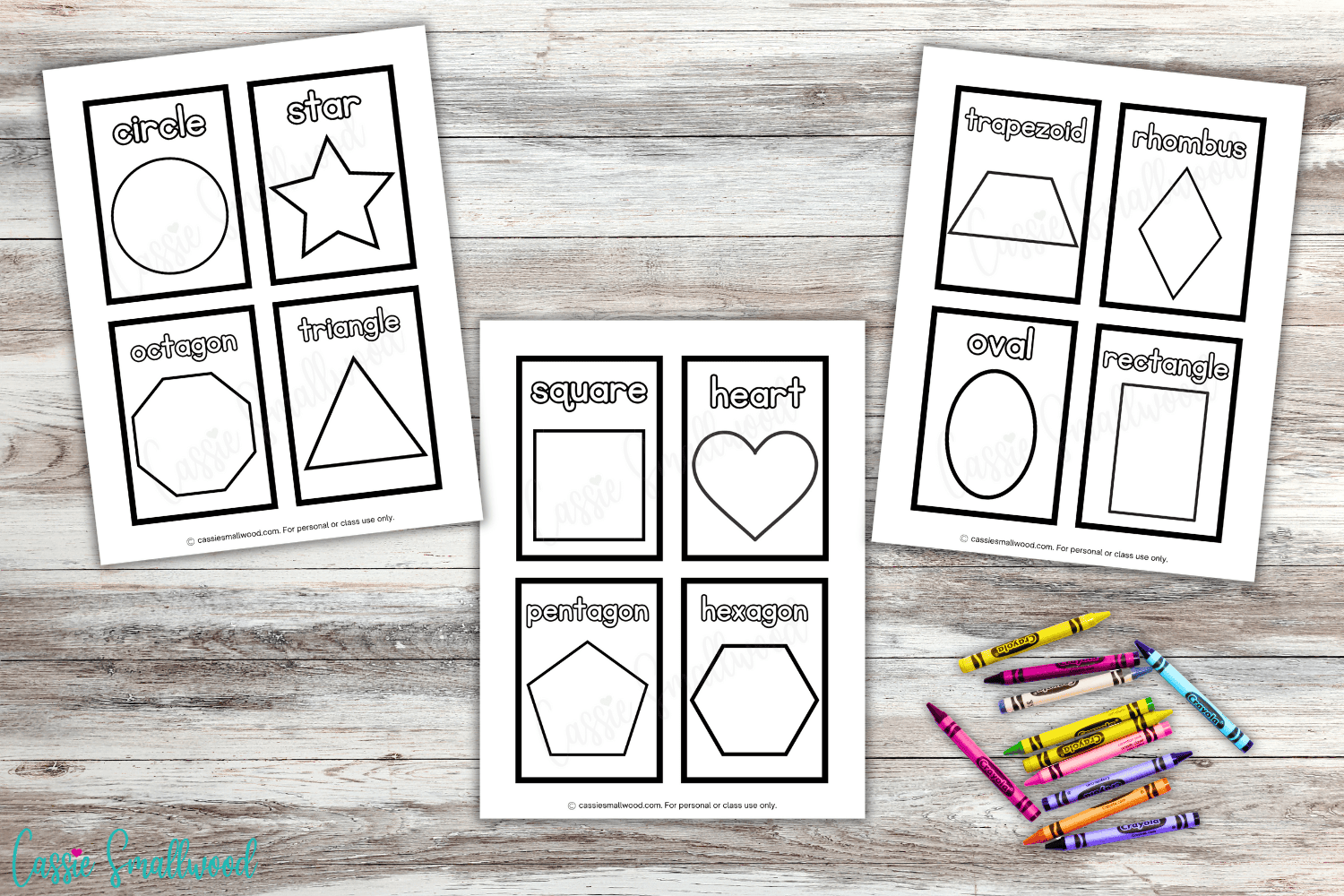 Black And White Shapes Flashcards To Color Cassie Smallwood