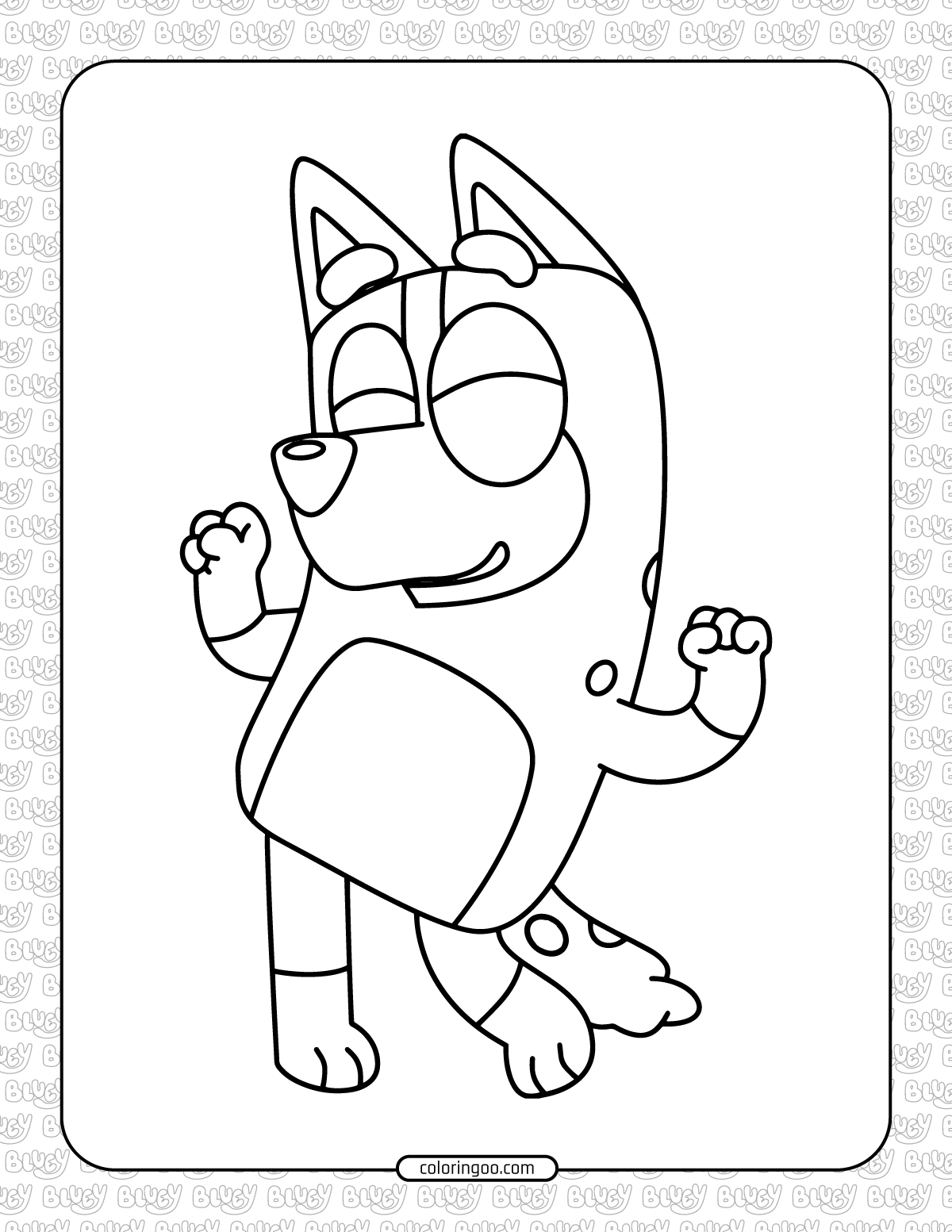 Bluey Bingo Dancing Coloring Page