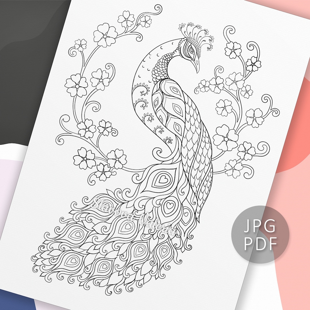 Buy Peacock Coloring Page Instant Download PDF Download Printable Coloring Page Online In India Etsy