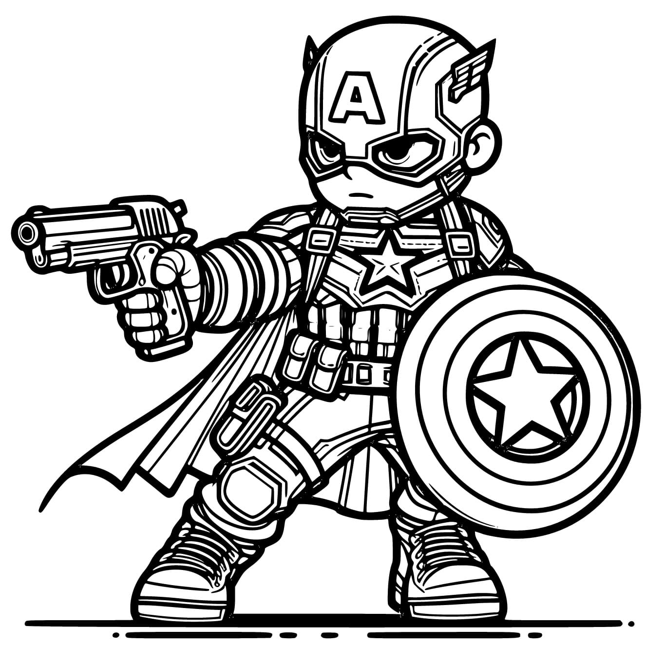 Captain America With Gun Coloring Page Download Print Or Color Online For Free