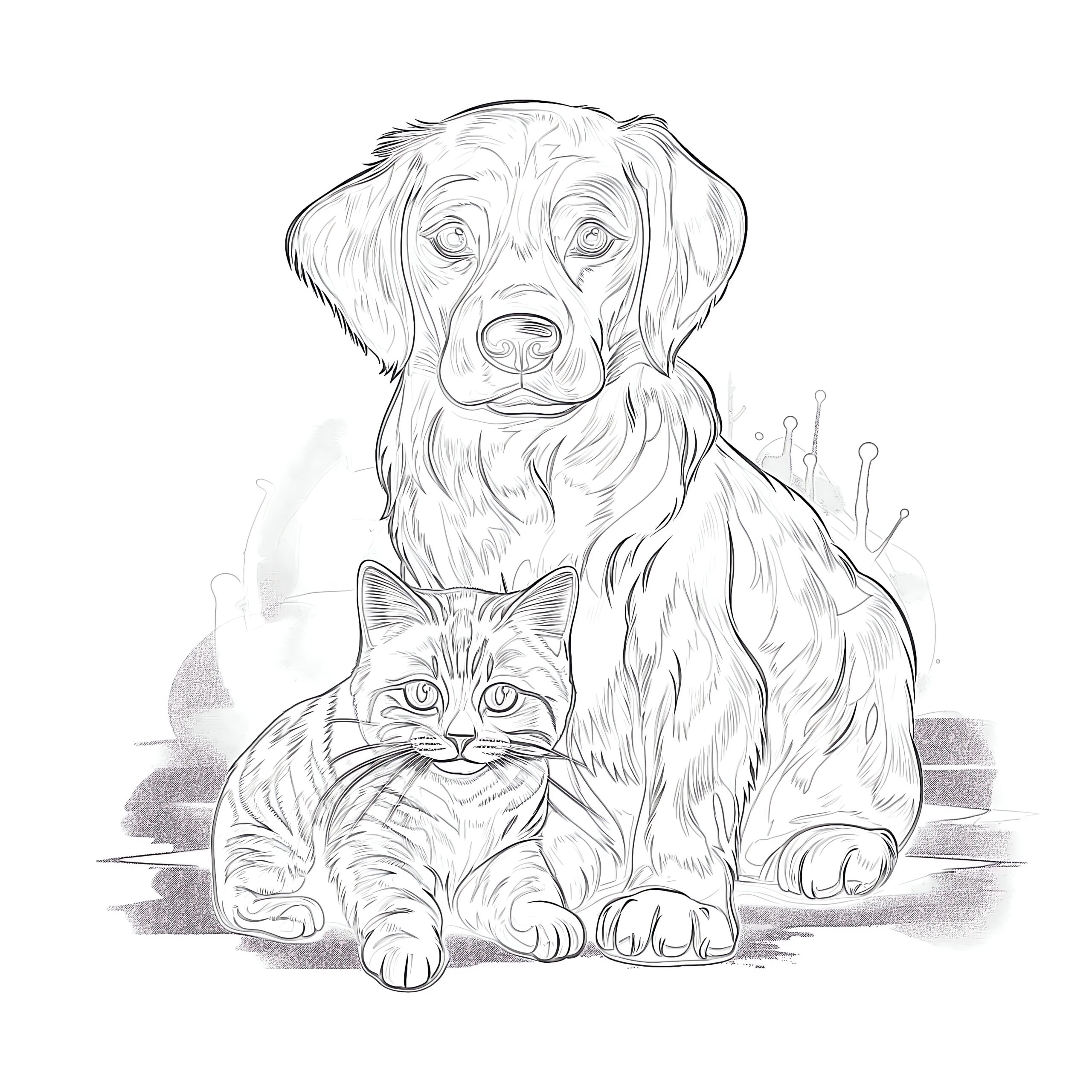 Cat And Dog Coloring Page Coloring Pages Mimi Panda
