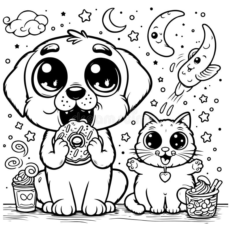 Cat Dog Coloring Pages Stock Photos Free U0026 Royalty Free Stock 