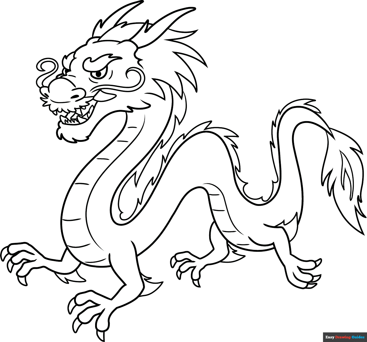 Chinese Dragon Coloring Page Easy Drawing Guides