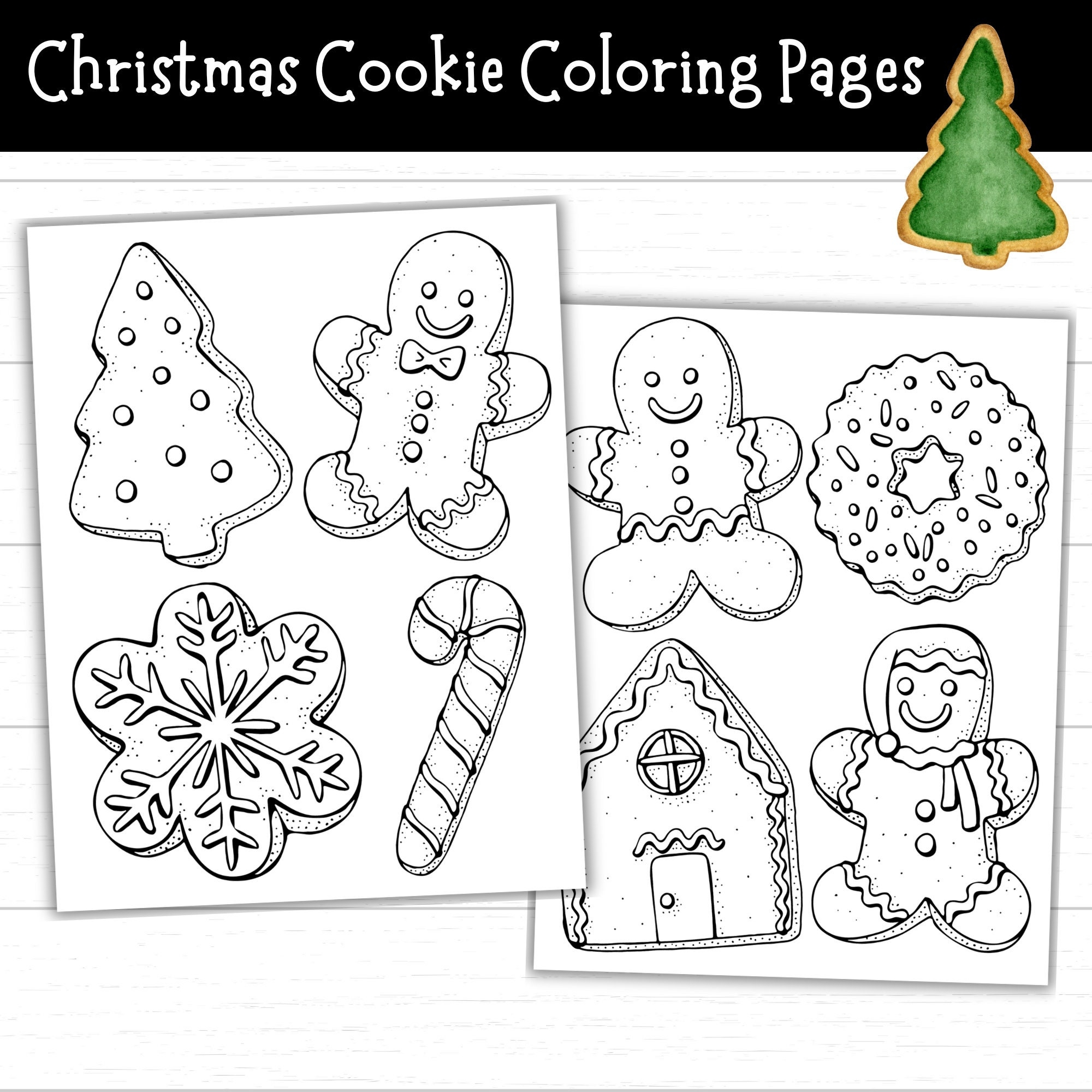 Christmas Cookie Coloring Pages Cookie Decorating Worksheet Gingerbread Cookies Coloring Book Christmas Activities For Kids December Etsy