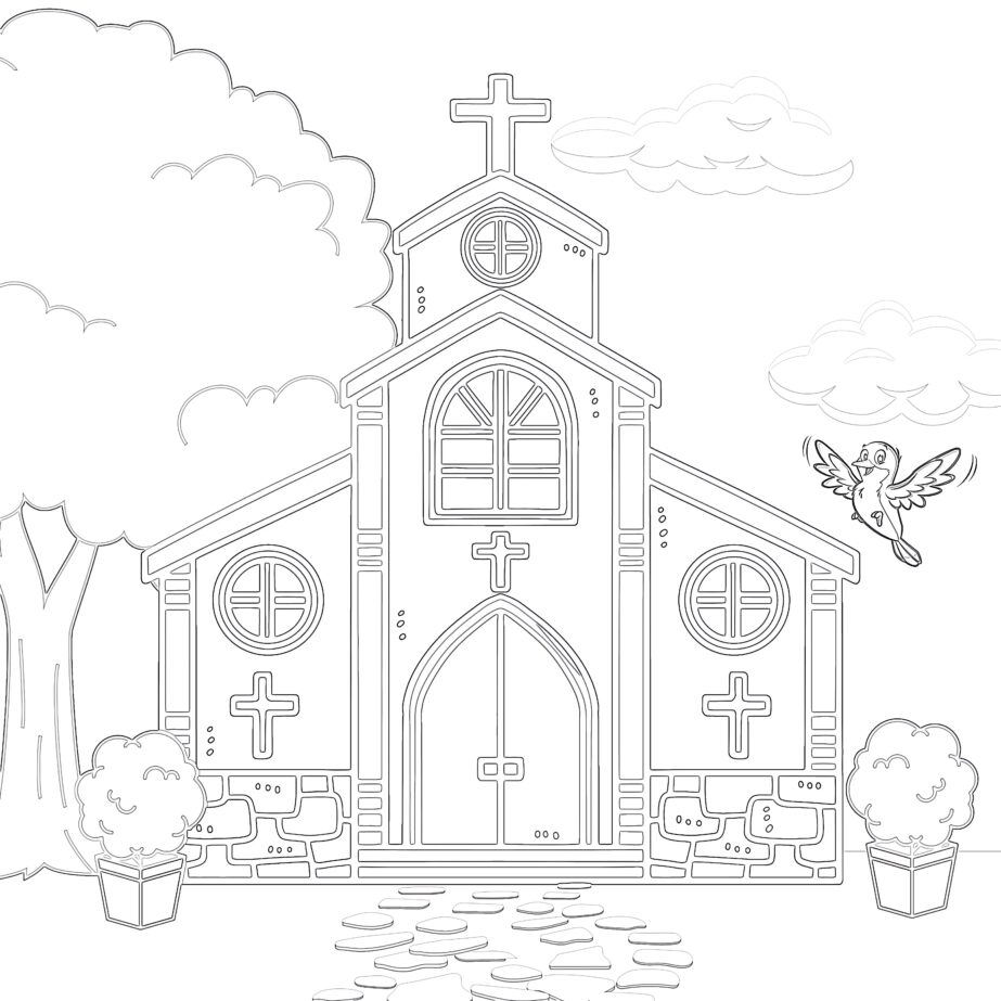 Church Coloring Page Coloring Pages Mimi Panda