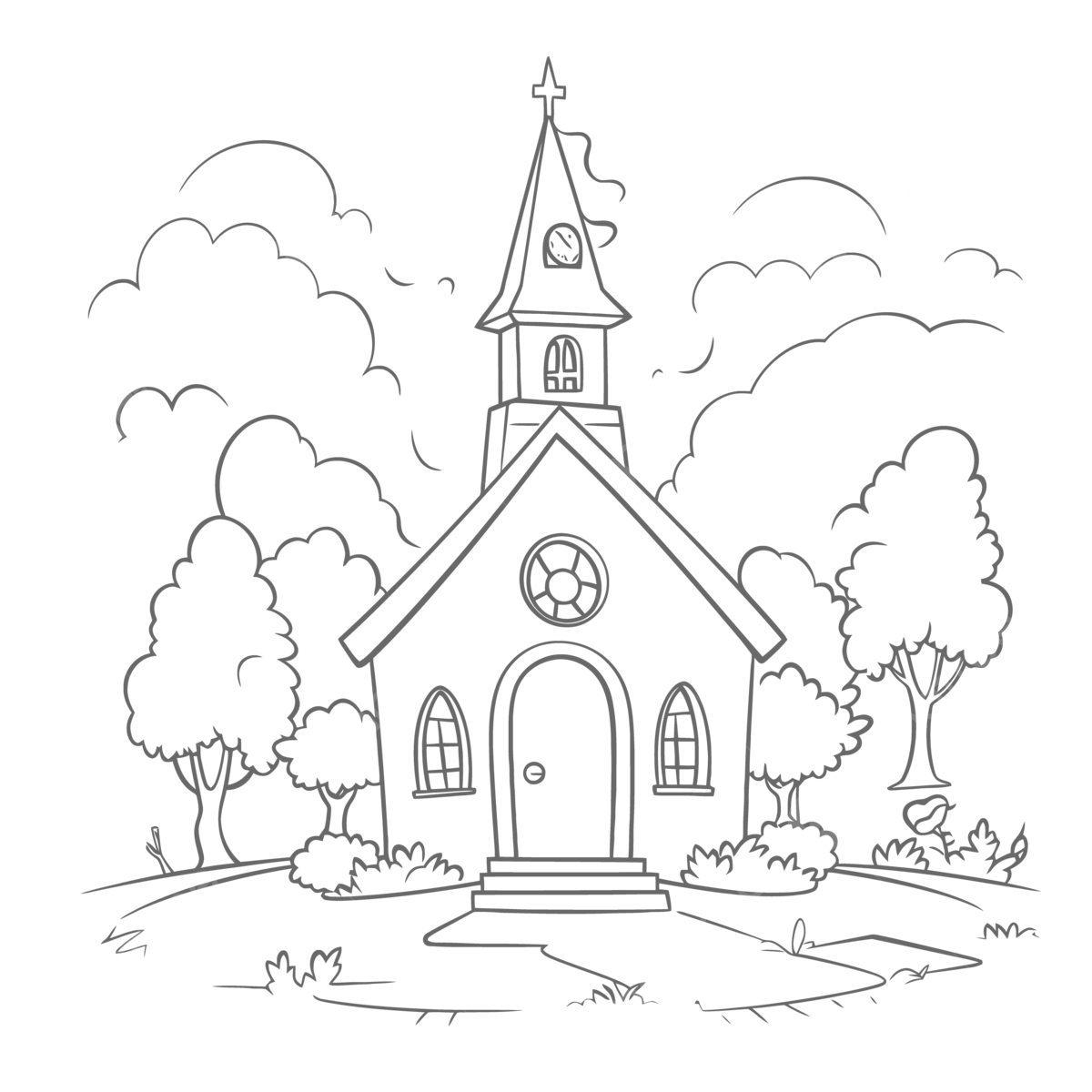 Church Coloring Page Outline Sketch Drawing Vector Wing Drawing Church Drawing Ring Drawing PNG And Vector With Transparent Background For Free Download