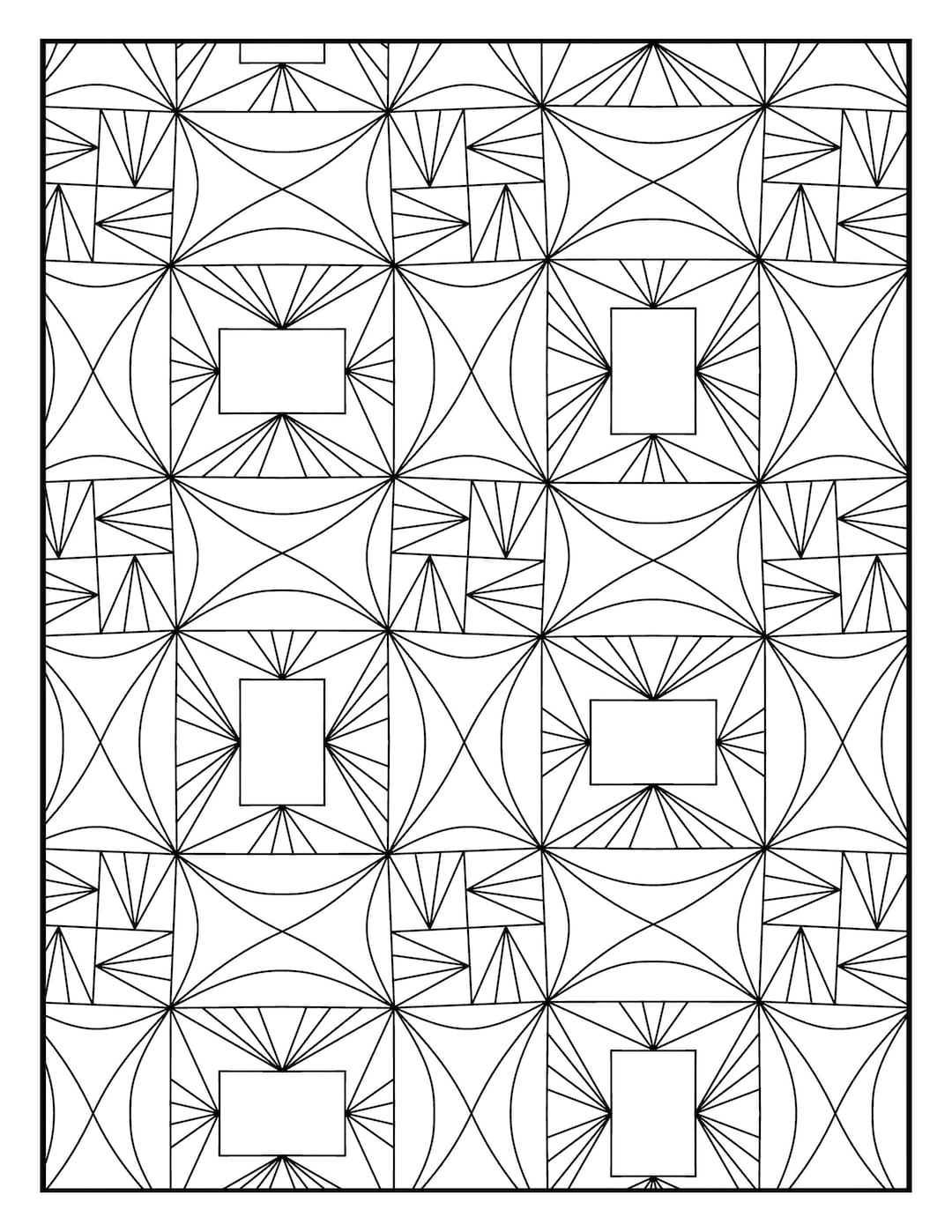 Coloring Page Geometric Quilt Repeating Pattern 3046 Printable Etsy UK