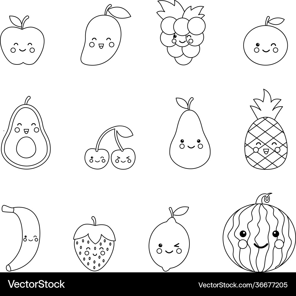 Printable Cute Fruit Coloring Pages