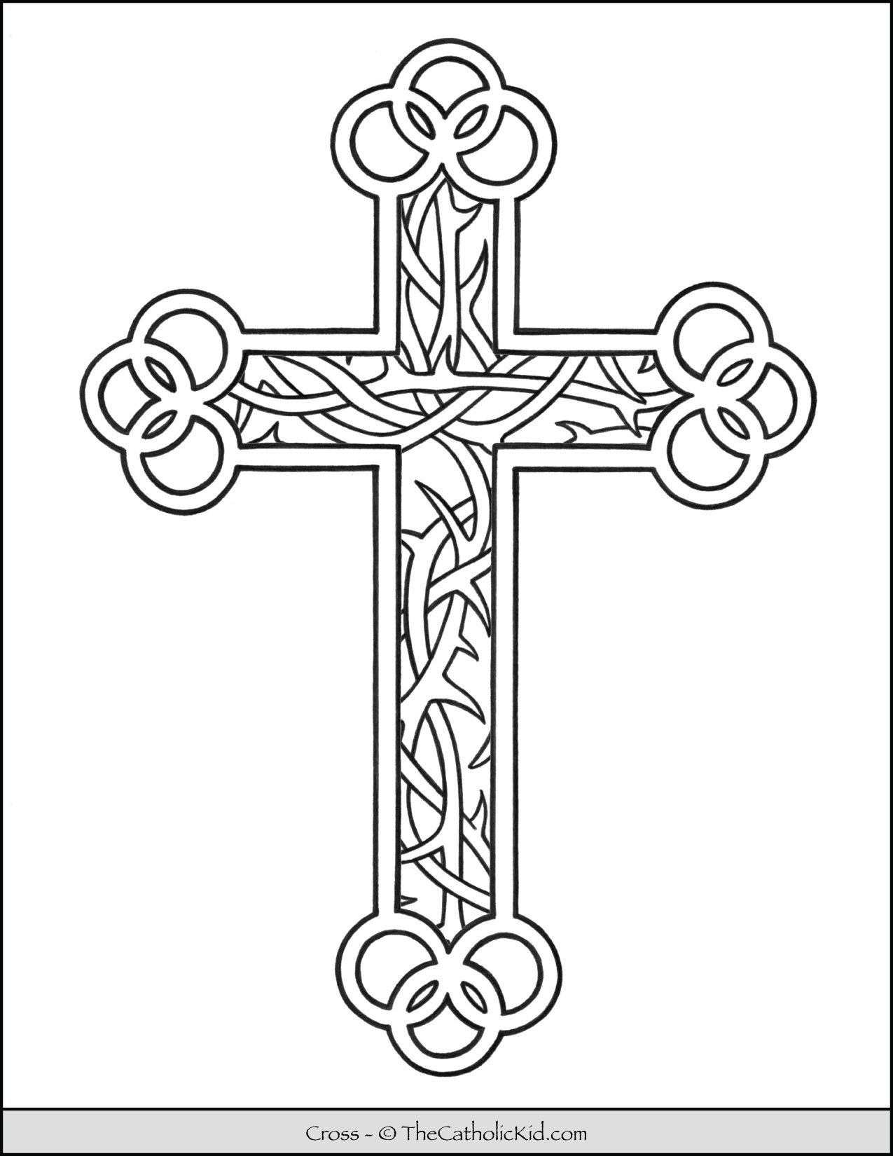 Cross Coloring Page Thorns TheCatholicKid
