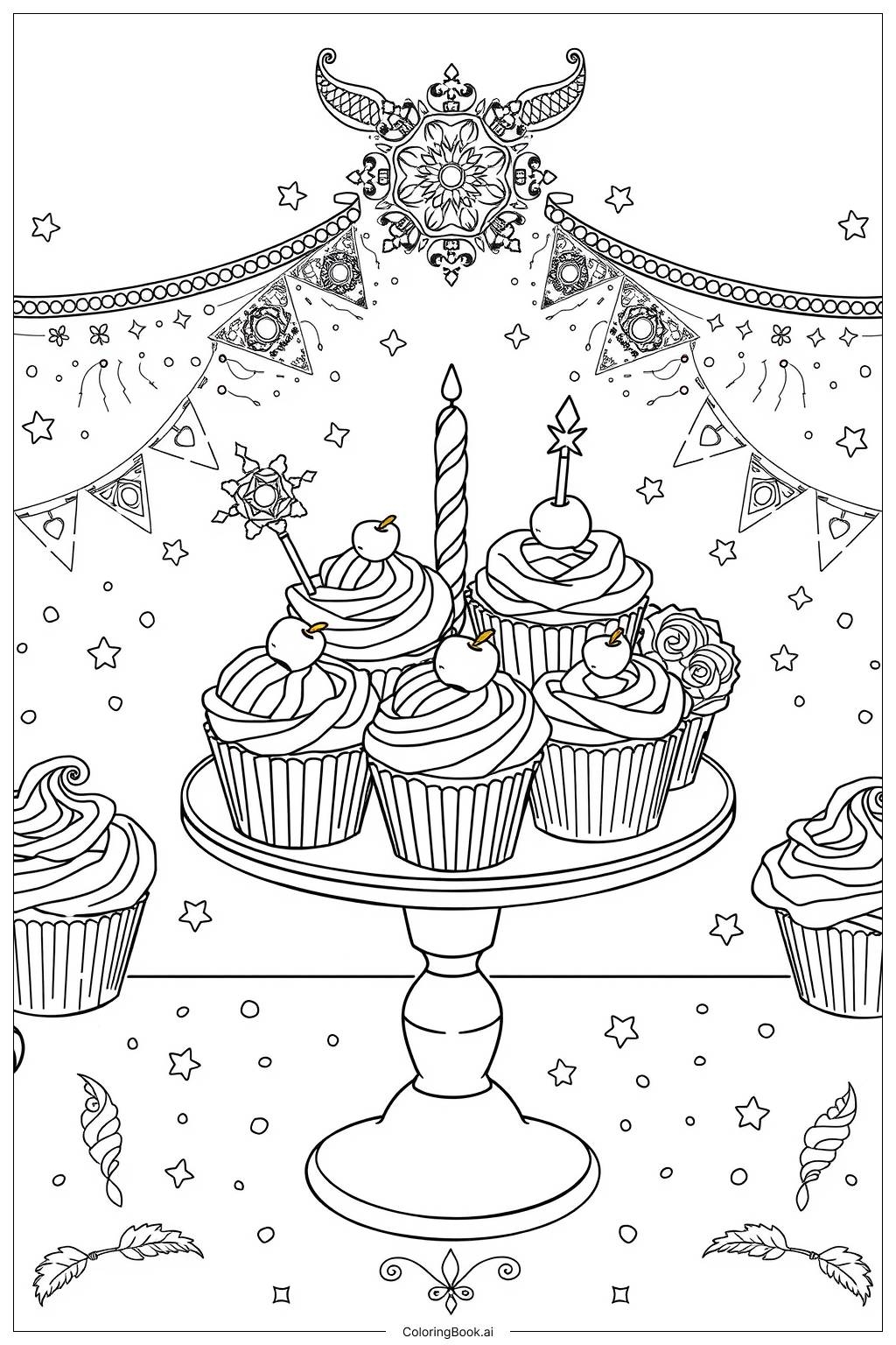 Cupcake Free Coloring Page