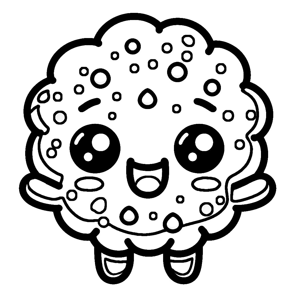Cute Chocolate Chip Cookie Coloring Page