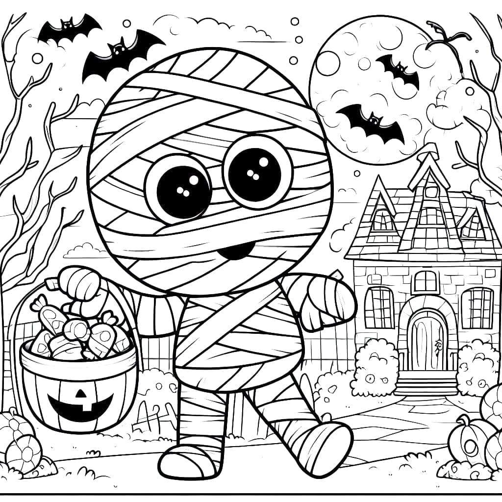 Cute Halloween Mummy Coloring Page Download Print Or Color Online For Free