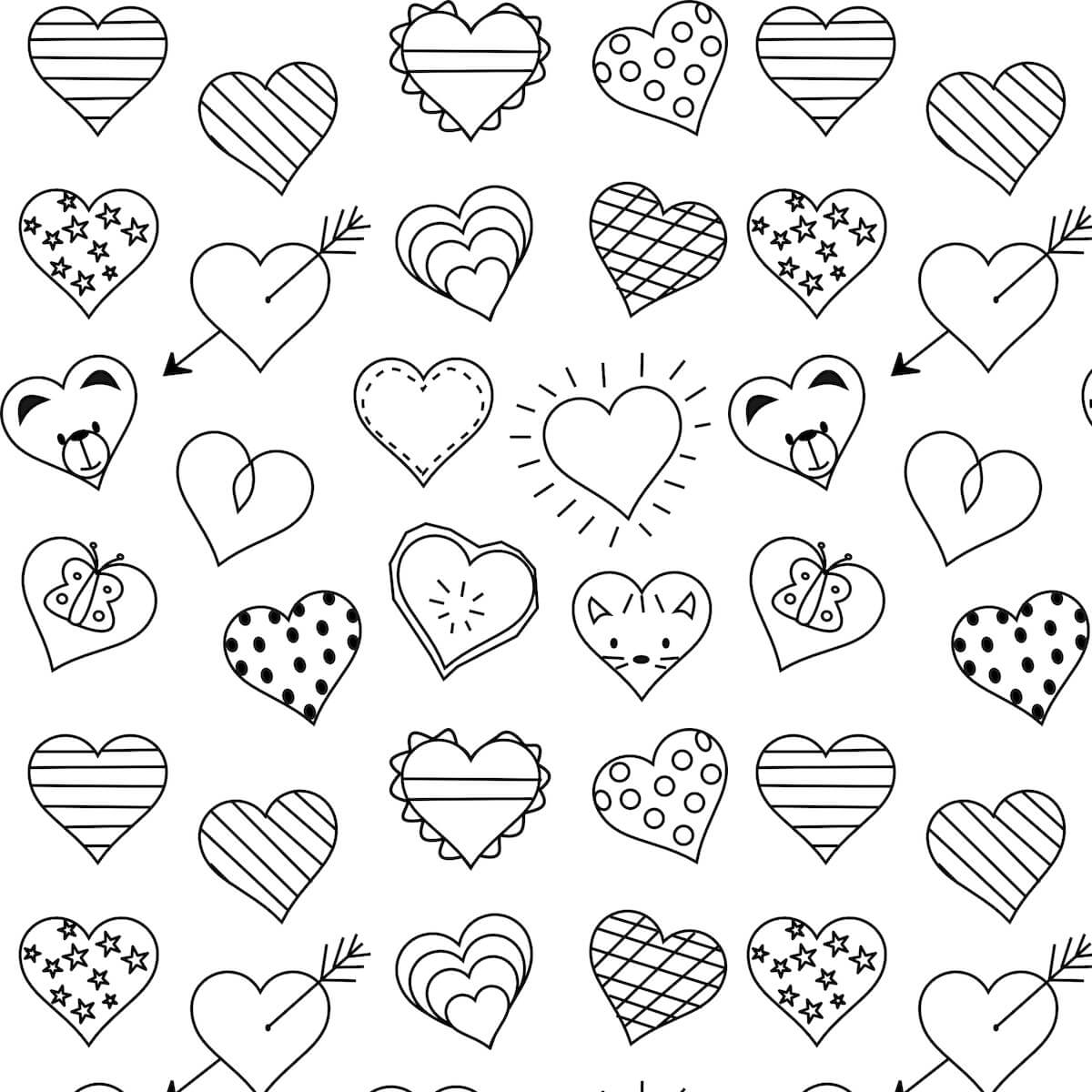 Cute Hearts Coloring Pages Printable Coloring Pages FREE