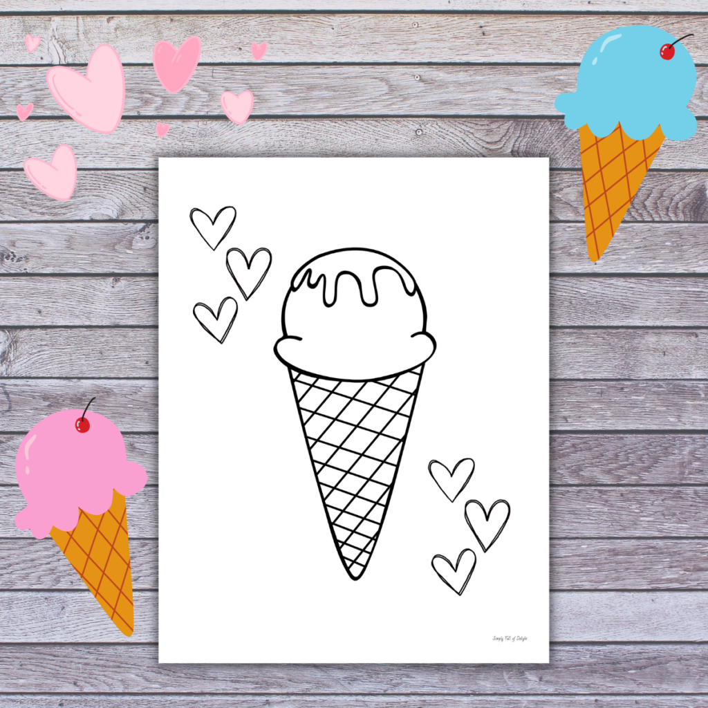 Ice Cream Cone Coloring Page Printable