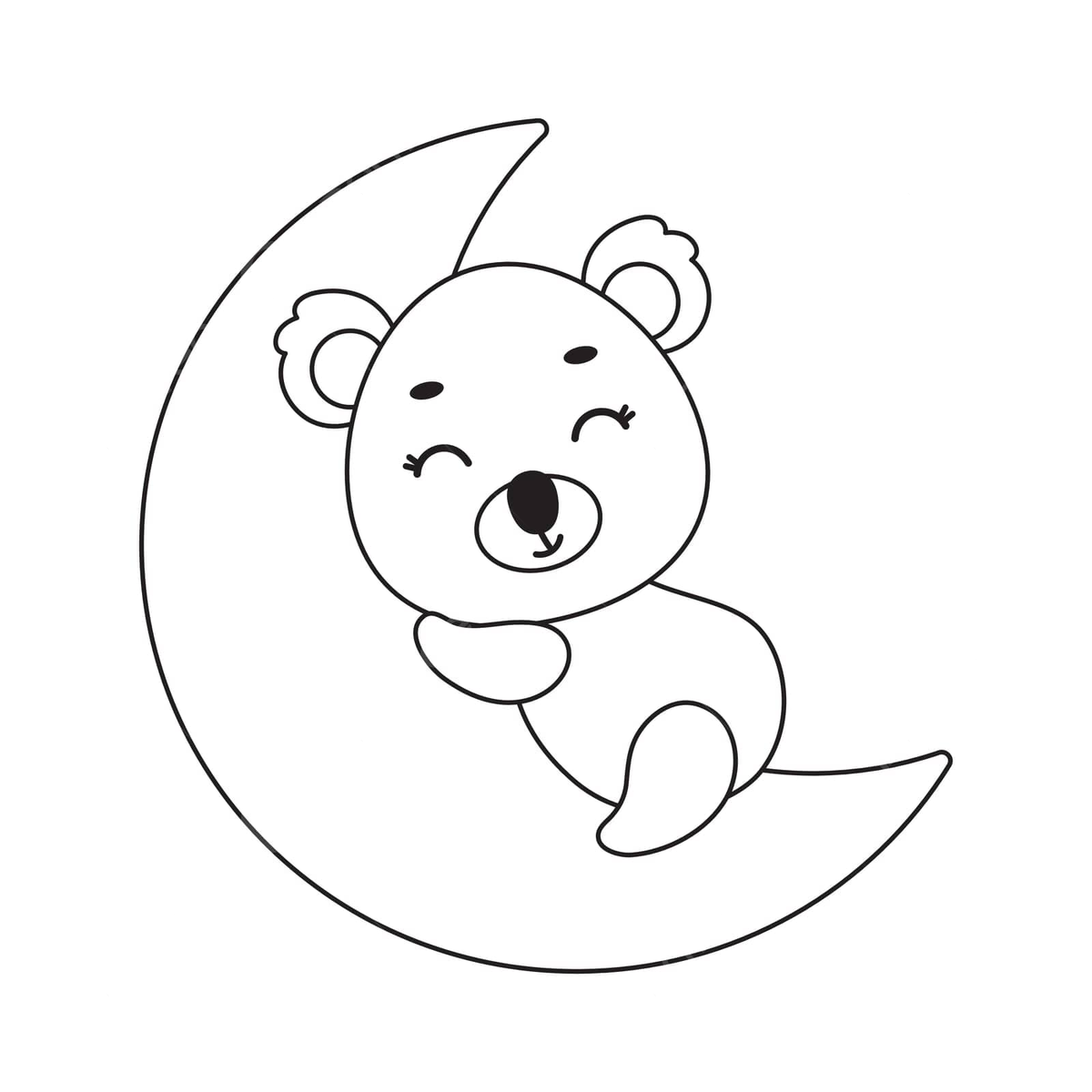 Cute Koala Coloring Page For Kids With Moon Vector Moon Drawing Ring Drawing Kid Drawing PNG And Vector With Transparent Background For Free Download
