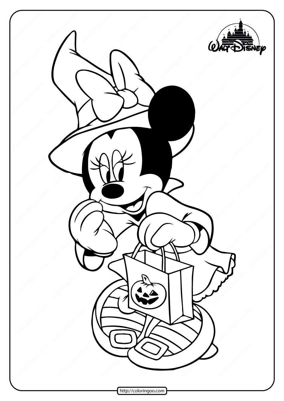 Cute Minnie Mouse Halloween Coloring Pages