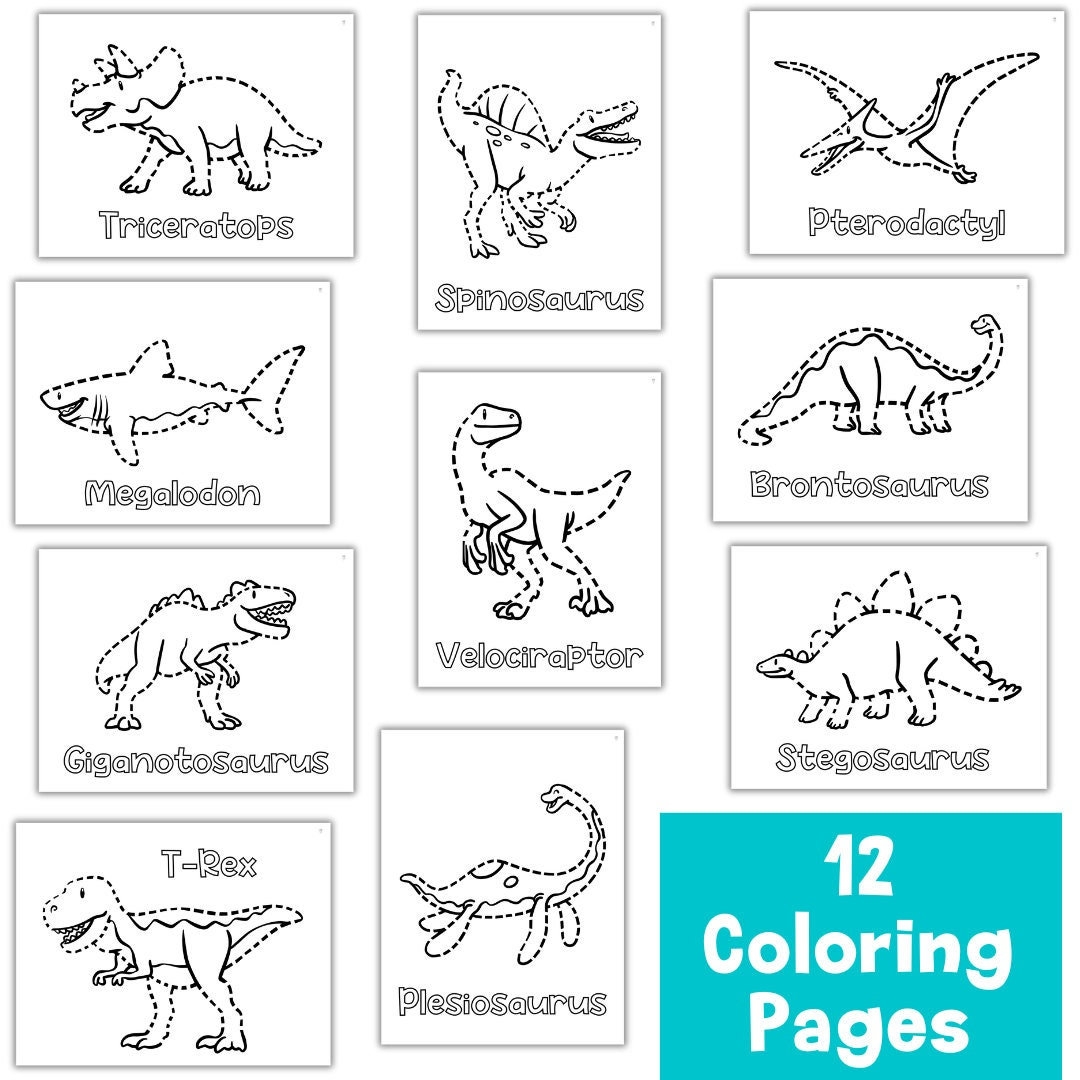 Dinosaur Coloring Page Coloring Activities Personalized Name Dinosaur Worksheet Dinosaurs Gifts T Rex Instant Download