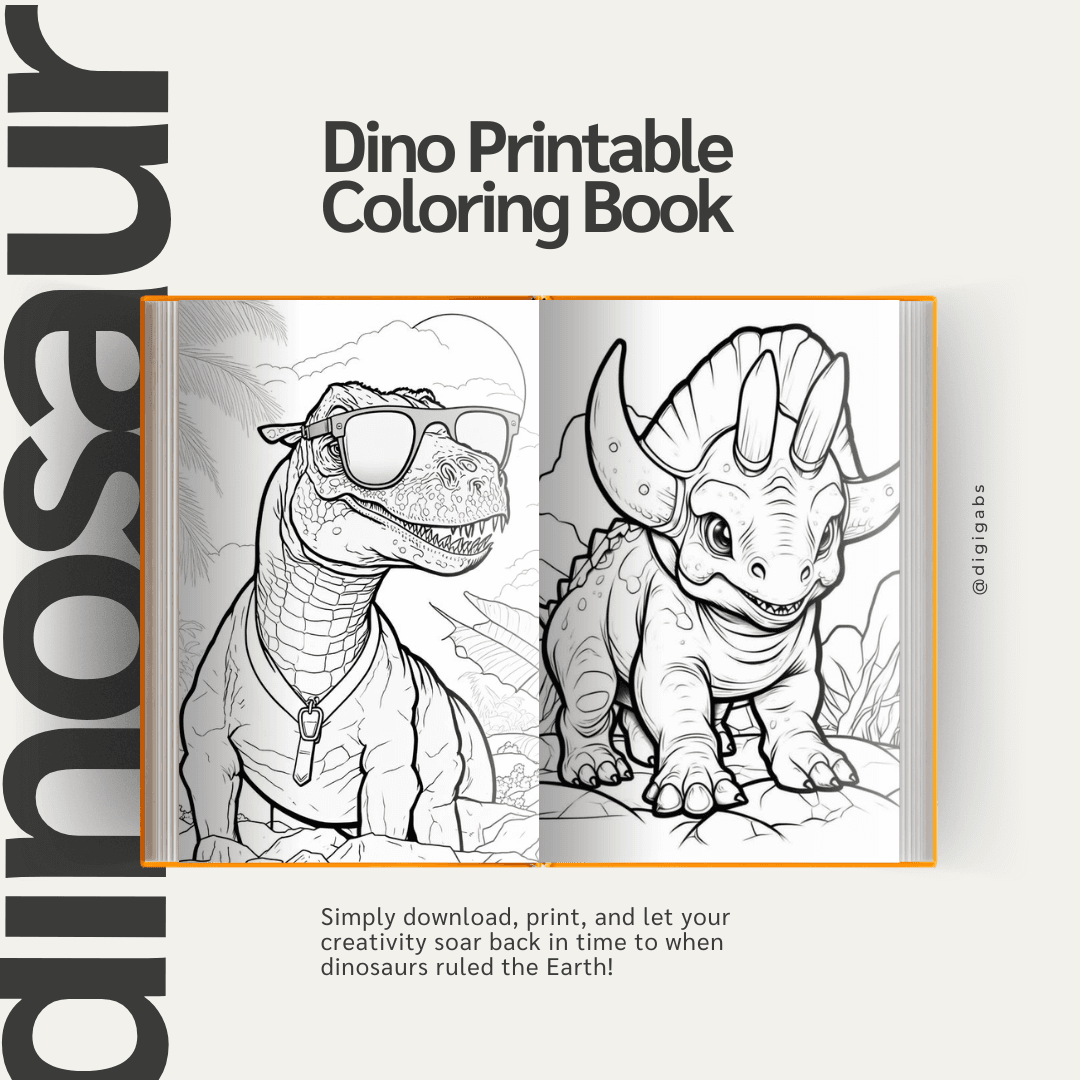 Dinosaur Printable Coloring Book 10 Pages PLR By Digigabs Raket PH