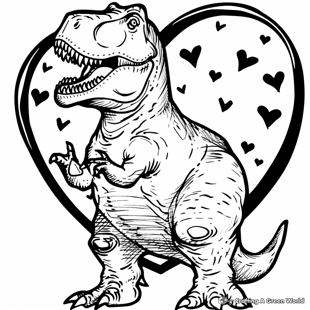 Dinosaur Valentine Coloring Pages Free Printable 