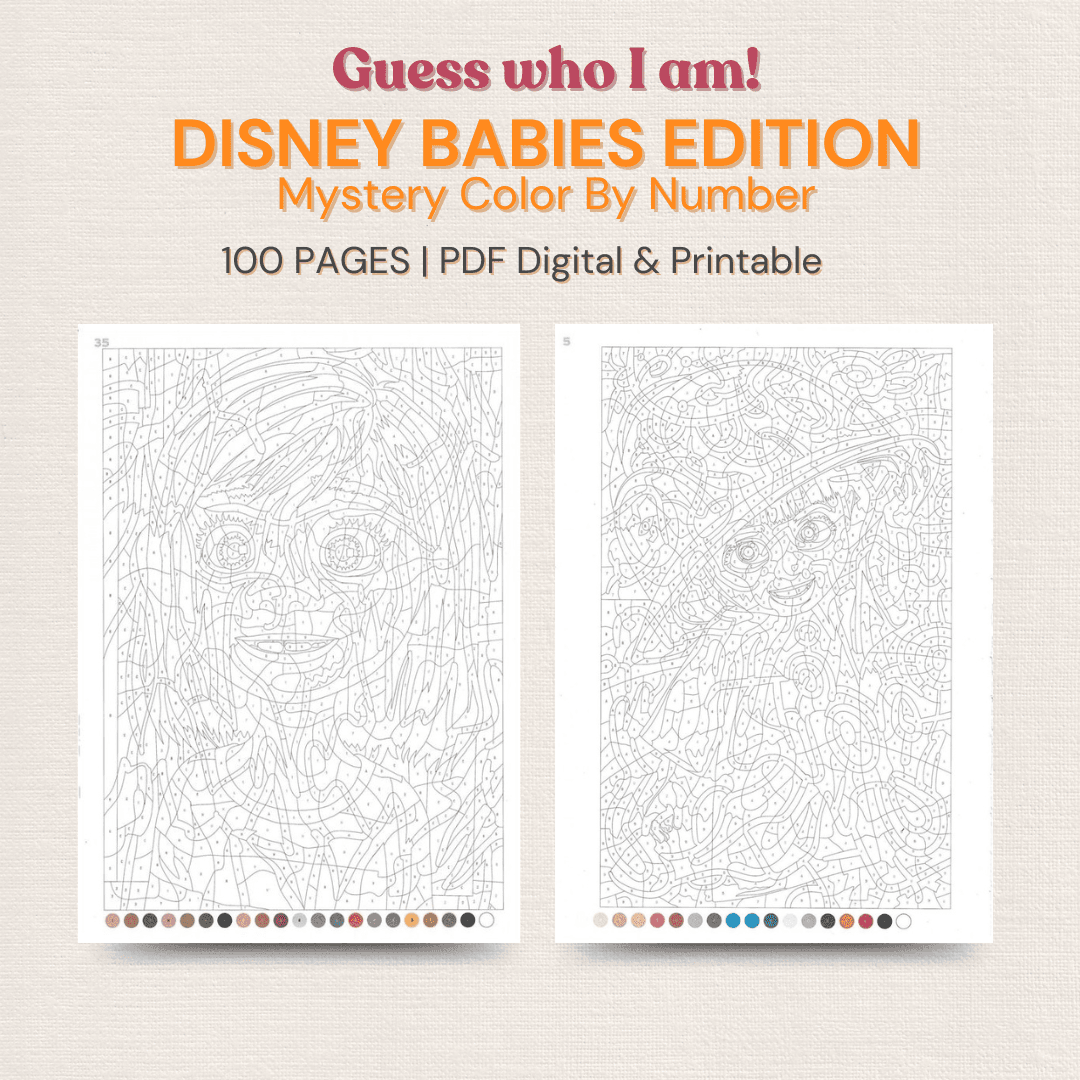 DISNEY BABIES Mystery Color By Number Coloring Book 100 Pages Digital Printable By Happyhue Raket PH